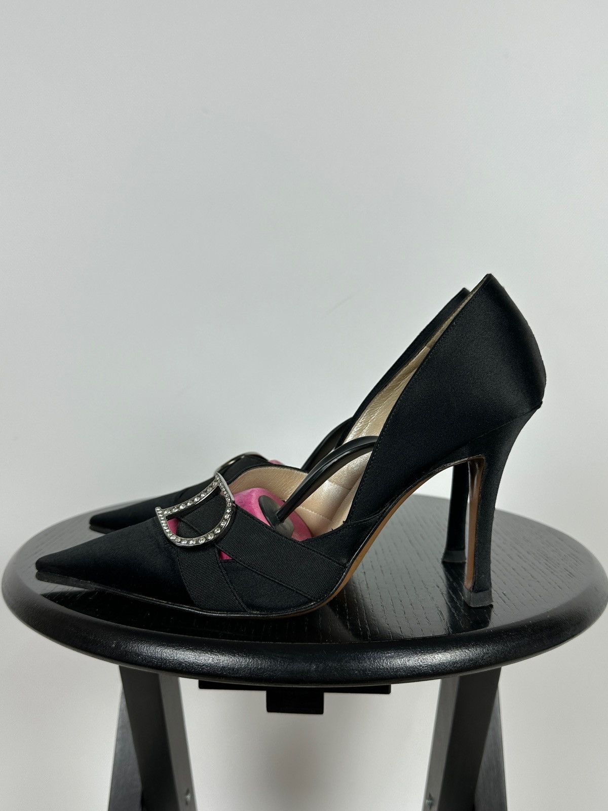 Dior Vintage Dior John Galliano Era Satin Crystal D Logo Heels Size US 8 / IT 38 - 5 Thumbnail