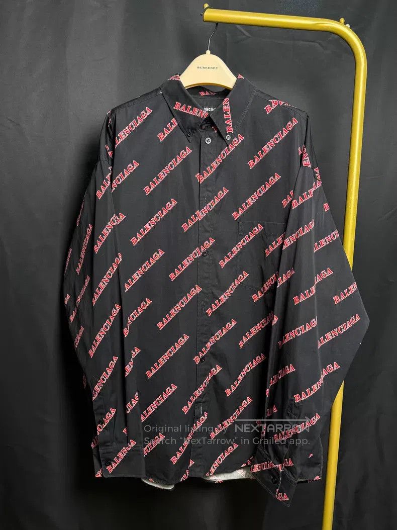 Balenciaga Balenciaga size 39 Logo Printed Black Shirt Jacket Size US M / EU 48-50 / 2 - 1 Thumbnail