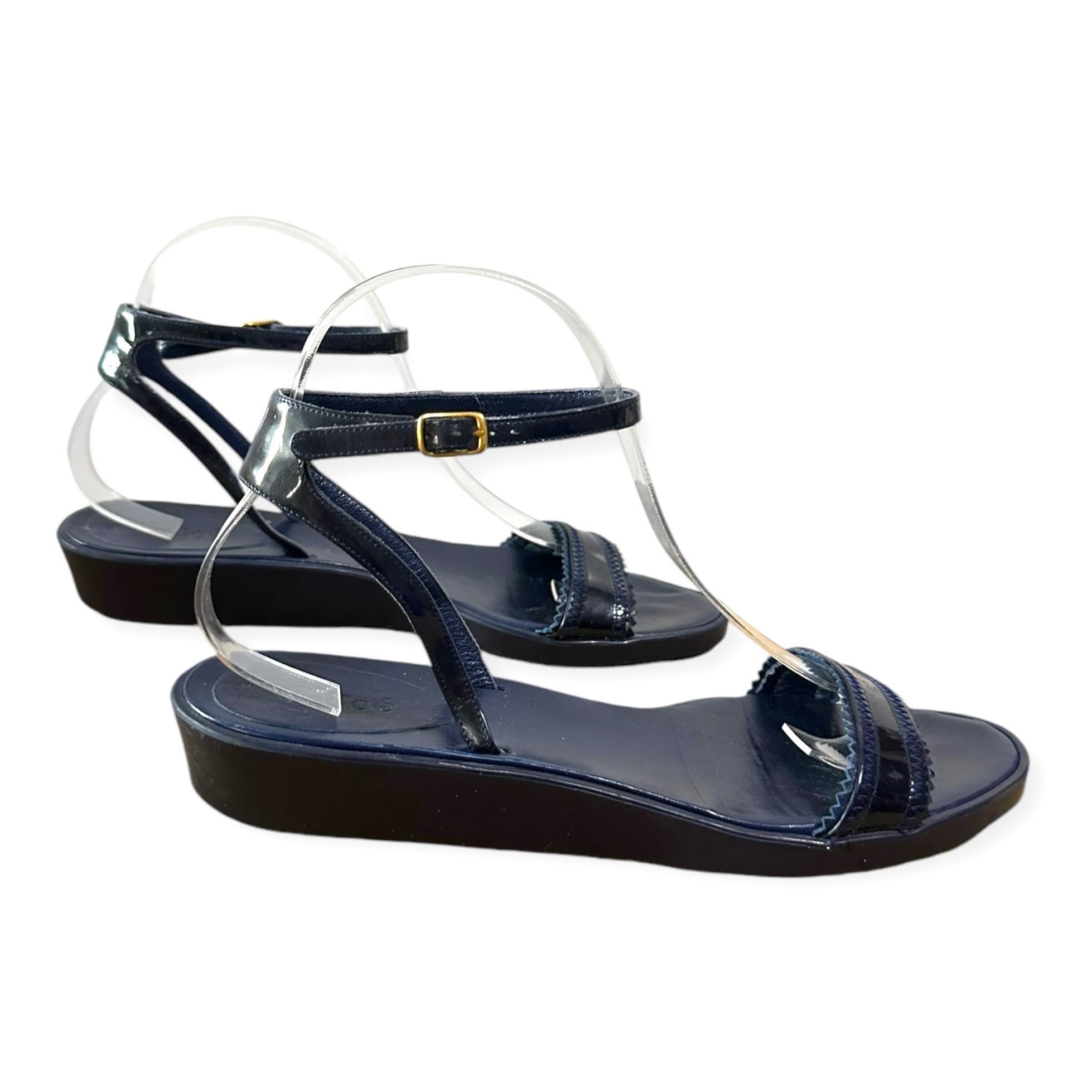 Chloe Chloe Rubber Wedge Ankle Strap Patent Sandals. Navy blue, Si Size US 8.5 / IT 38.5 - 15 Thumbnail