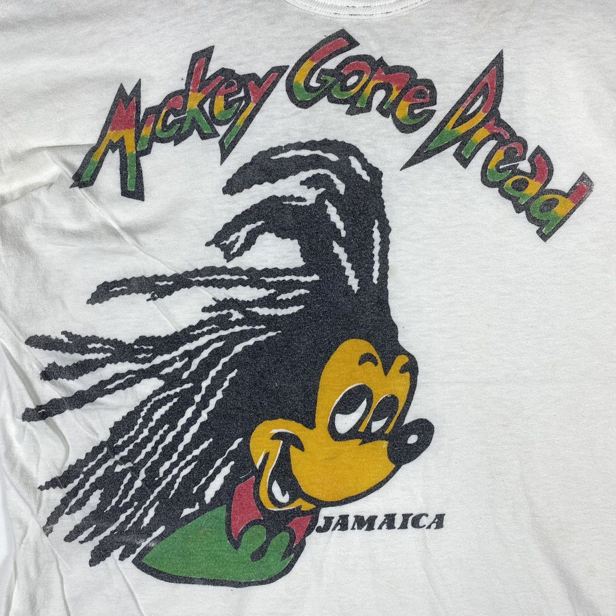 Mickey Mouse × Vintage VINTAGE 80's MICKEY GONE DREAD JAMAICA RASTA TEE Size US M / EU 48-50 / 2 - 3 Thumbnail