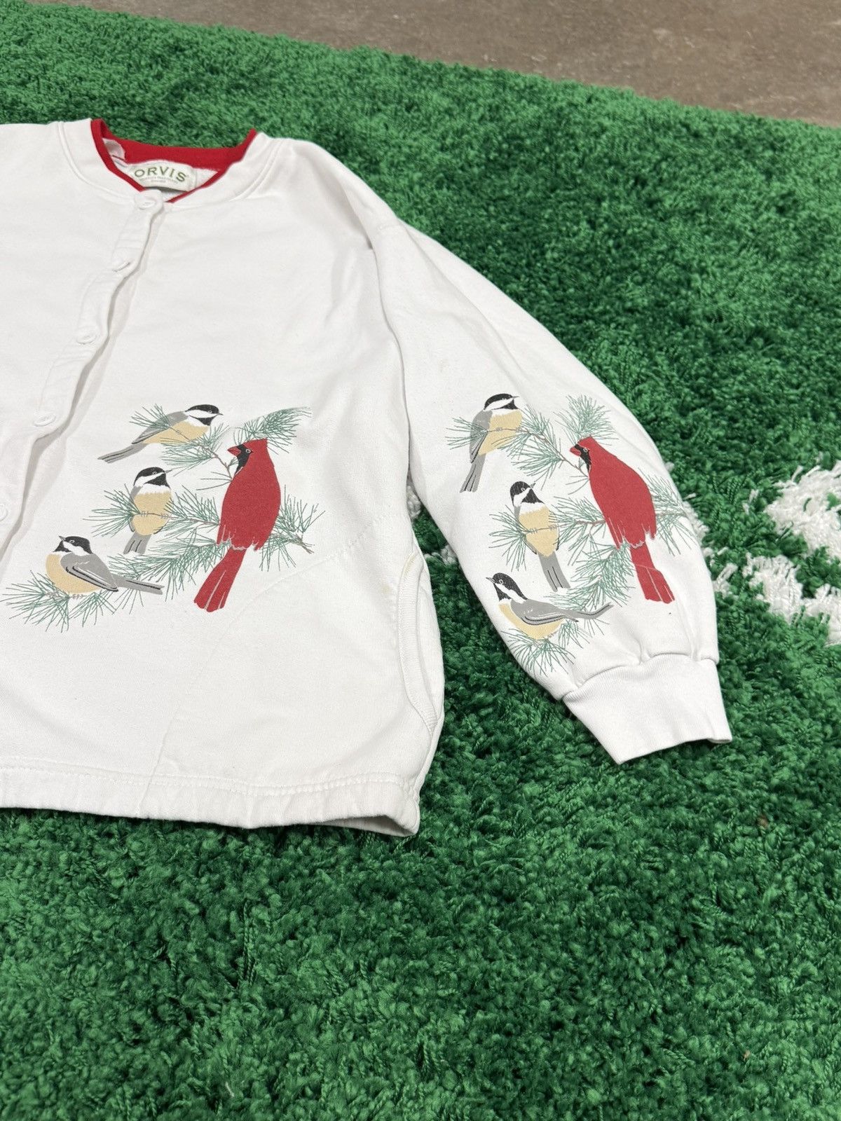 Vintage Vintage Birds Cardigan White Large 90s Retro Orvis Size US L / EU 52-54 / 3 - 4 Thumbnail