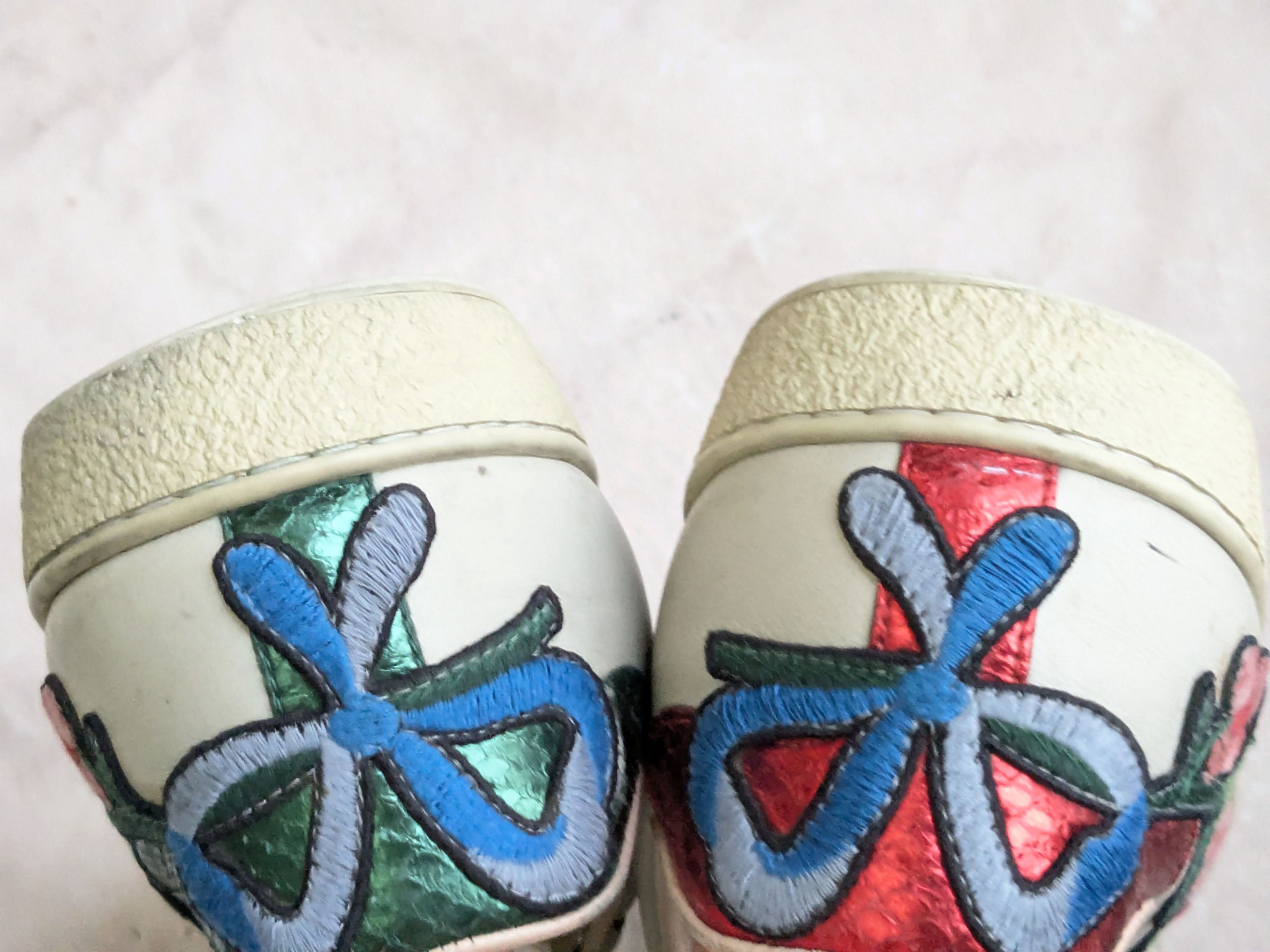 Gucci Gucci Ace Floral 8.5 Low Tops Leather Flower Size US 8.5 / EU 41-42 - 16 Thumbnail
