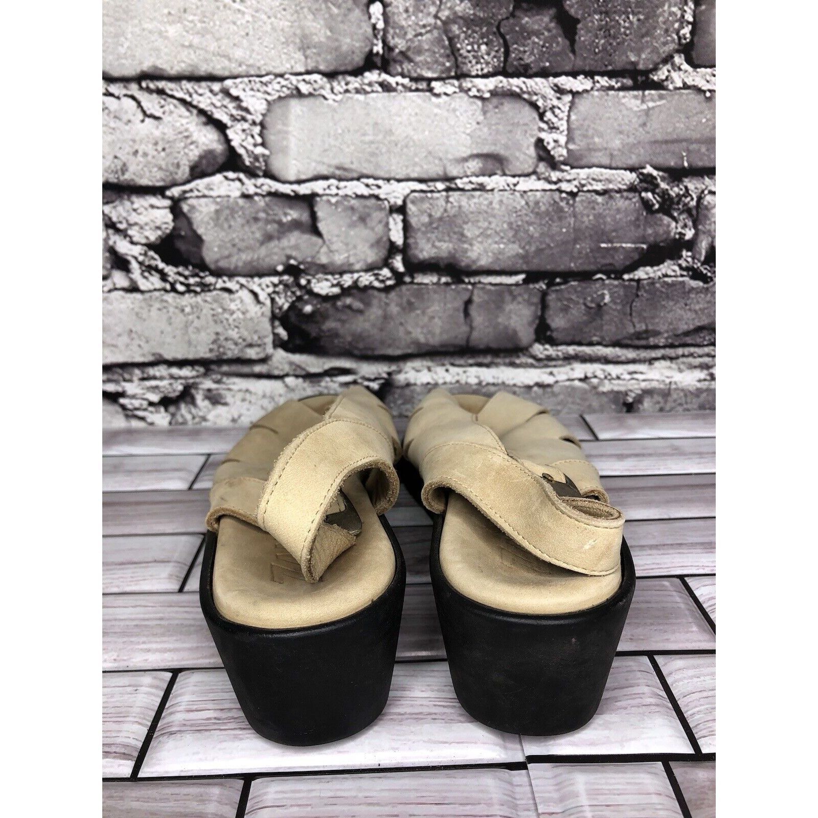 Other ZANTE Beige Tan Nubuck Leather Casual Wedge Strap Sandals Wo Size US 8.5 / IT 38.5 - 4 Thumbnail