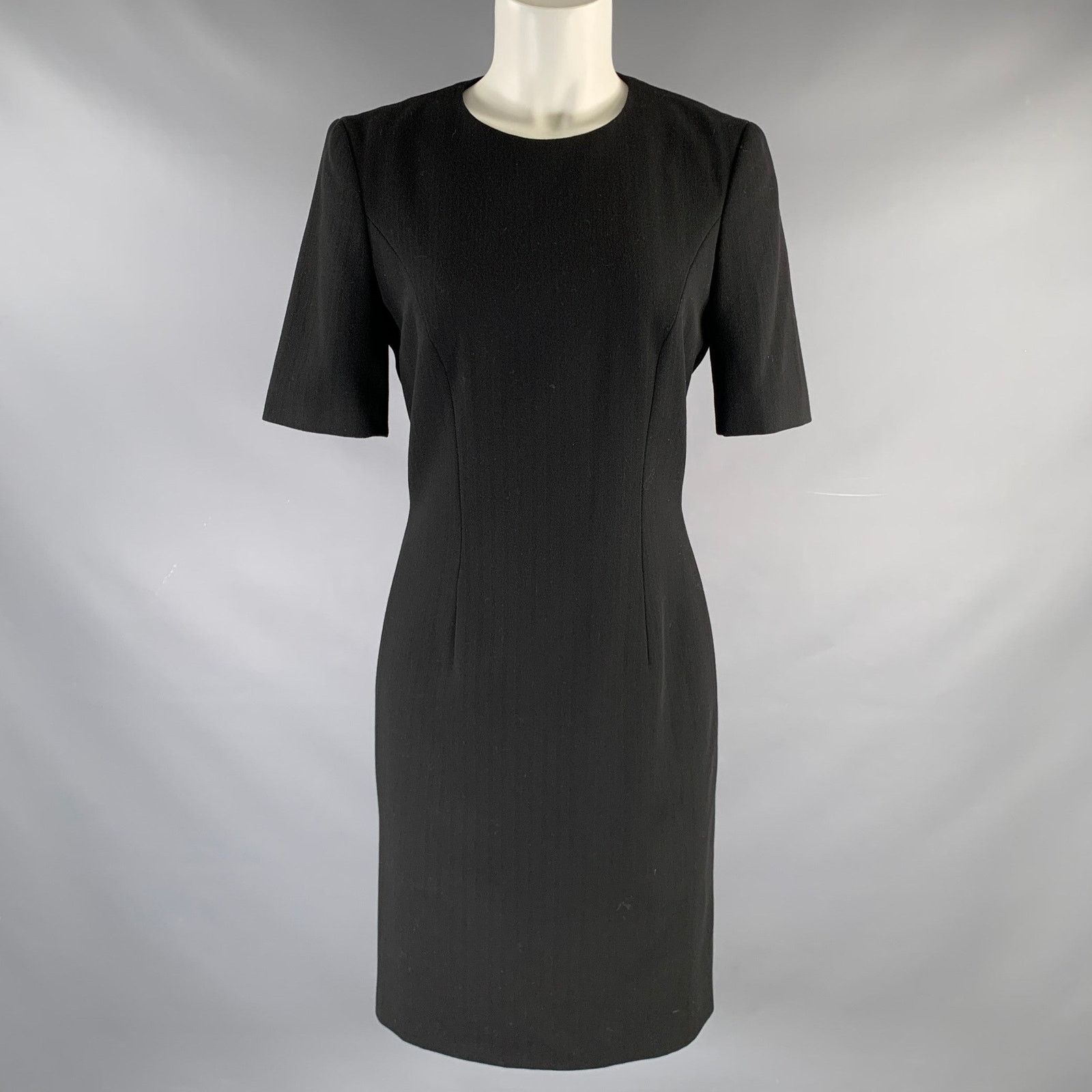 Escada 2 Black Virgin Wool Short Sleeve Knee Length Cocktail Dress Size XS / US 0-2 / IT 36-38 - 1 Thumbnail