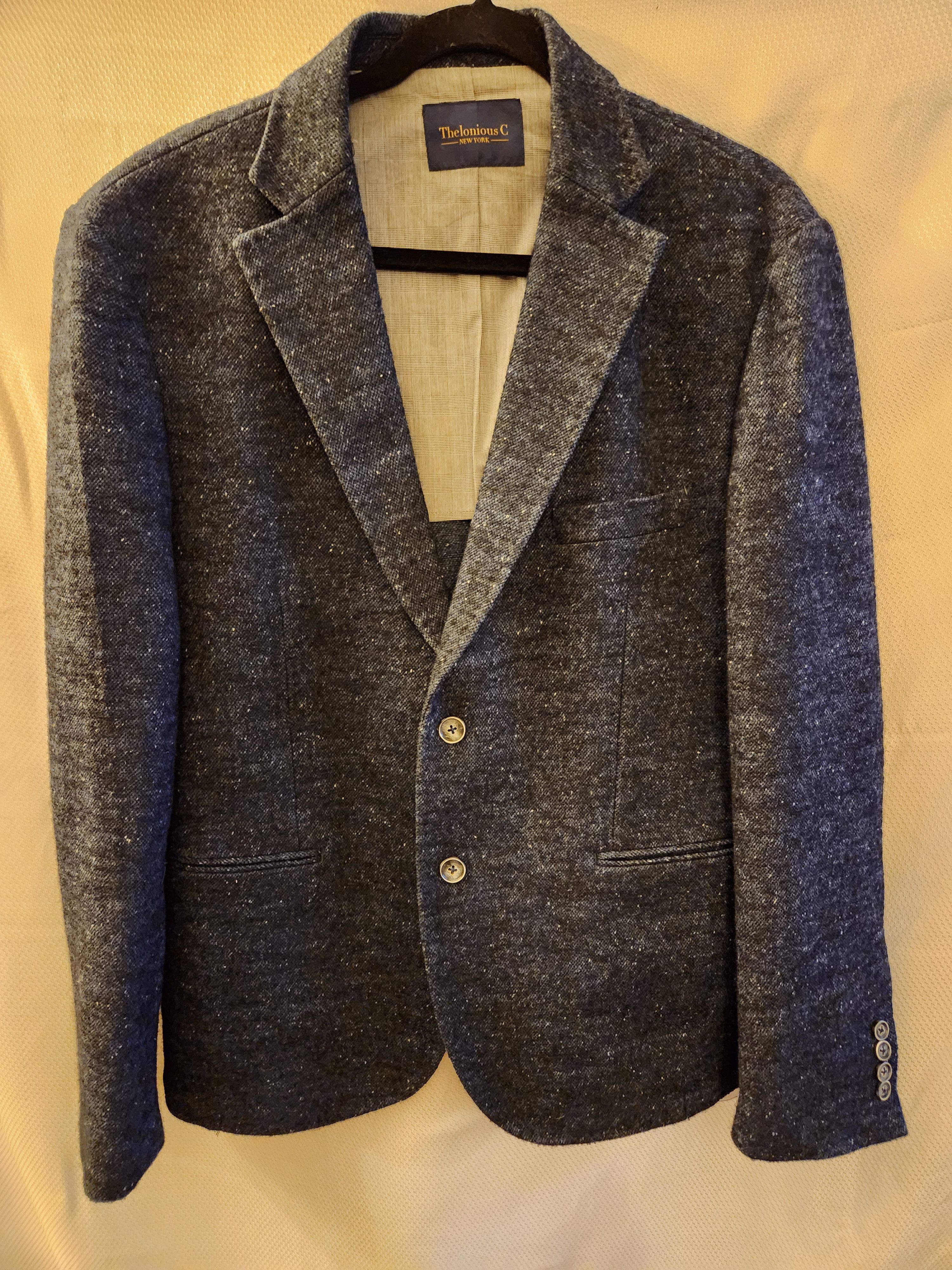 Other NWOT Thelonious C Wool Blend Blue Tweed Blazer Size 44S - 1 Thumbnail