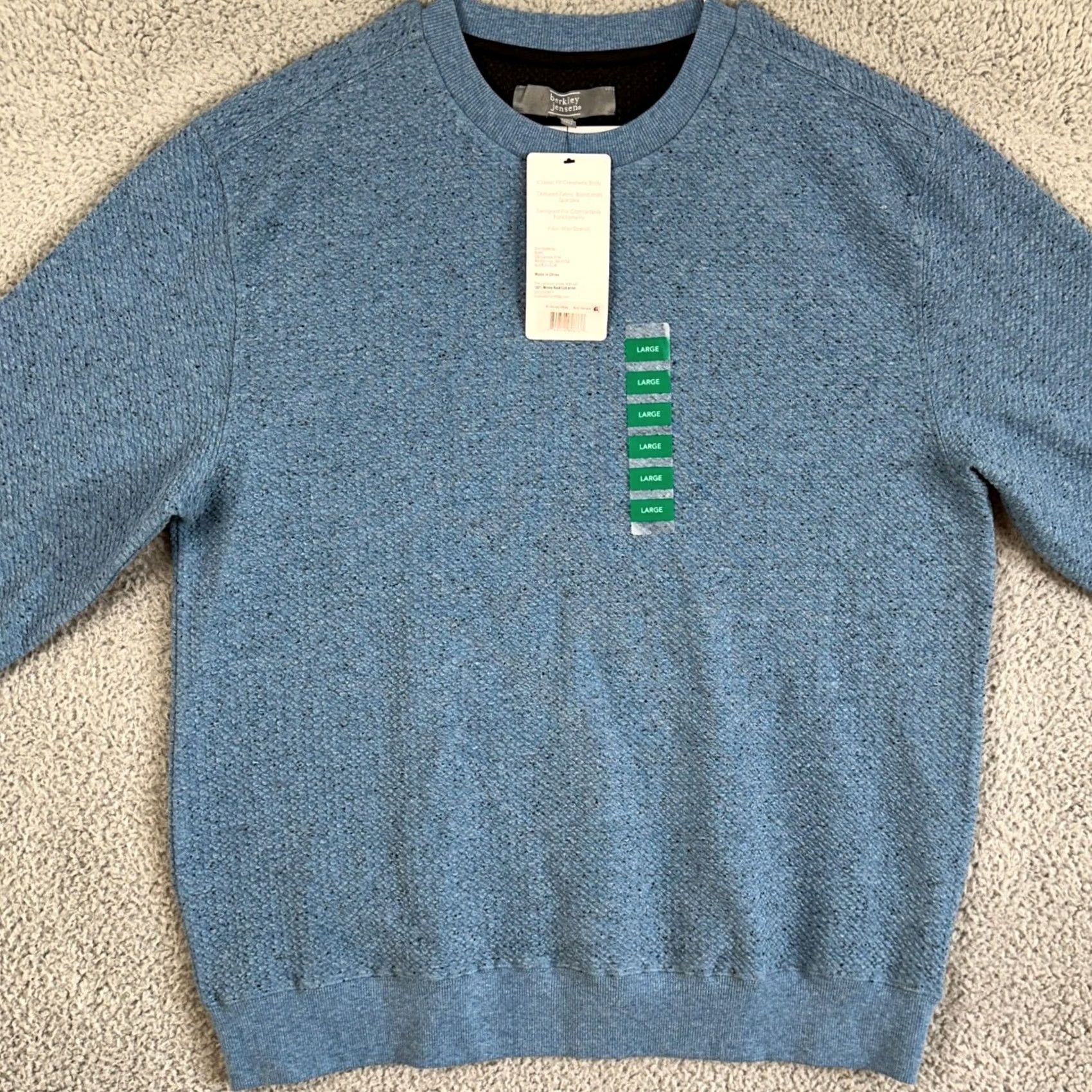 Vintage Berkley Jensen Sweater Crew Neck Men Large Blue Long Sleeve Pullover Stretch NEW Size US L / EU 52-54 / 3 - 3 Thumbnail