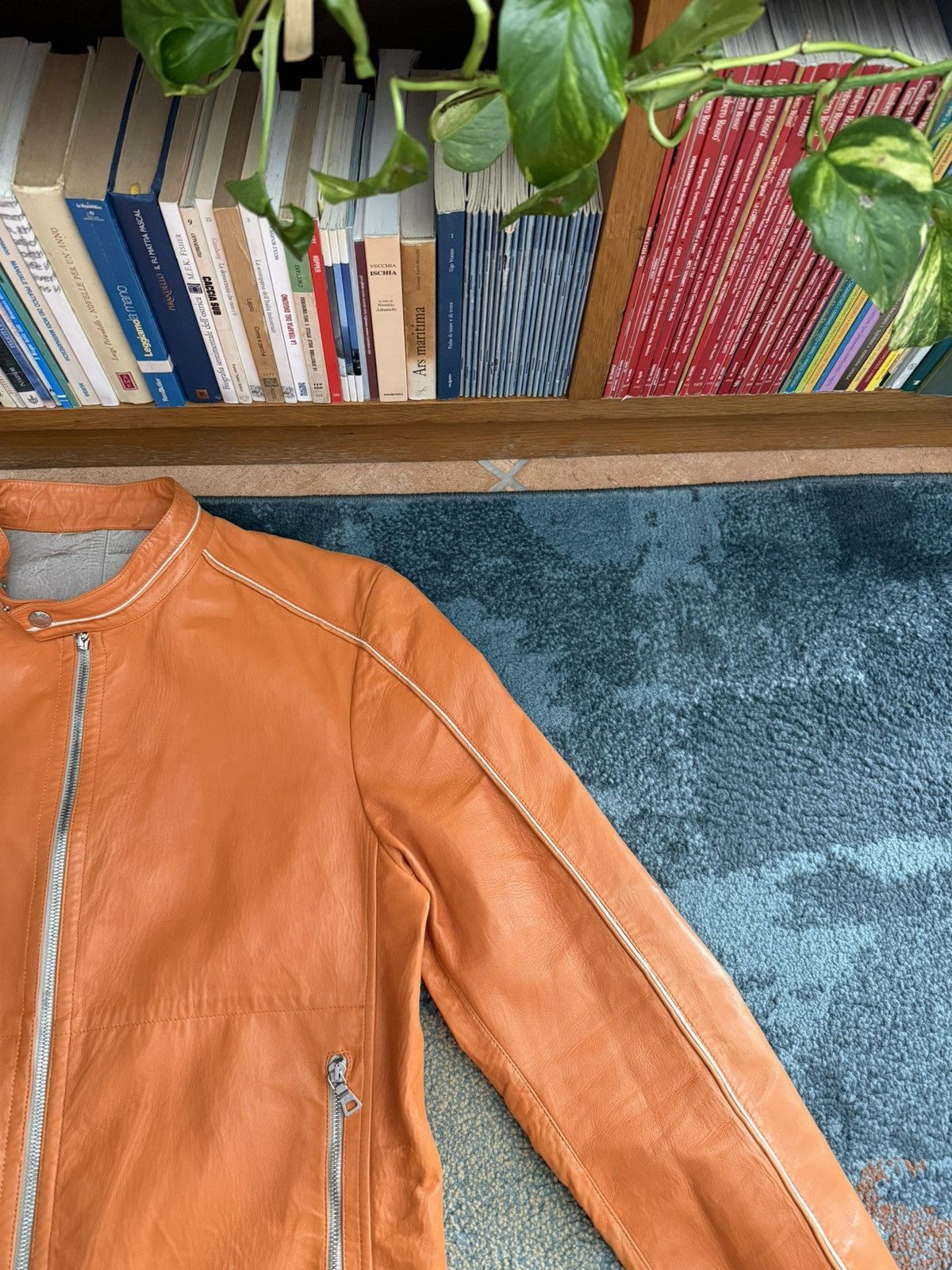 Prada Prada AW2000 Vintage Orange Y2k Biker Leather Jacket Size US M / EU 48-50 / 2 - 4 Thumbnail