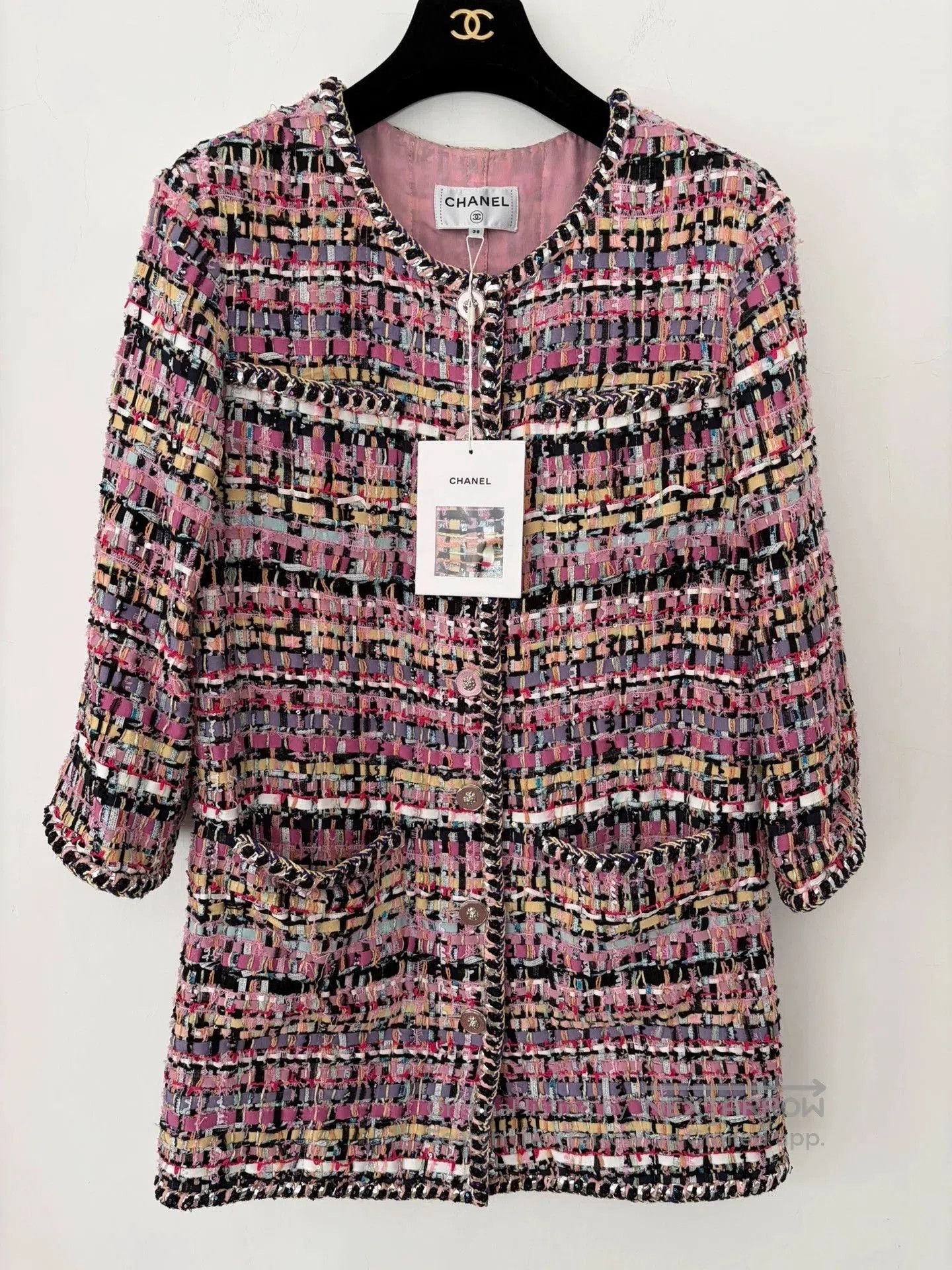 Chanel Chanel Pink Mixed Knit Mid-Length Coat. Size US S / EU 44-46 / 1 - 1 Thumbnail