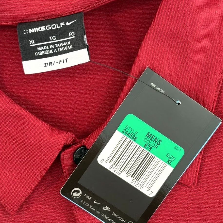Nike Nike GOLF Polo Shirt Men's XL Red Dri-FIT UV Stretch Short Sleeve, Logo, (Polo) Size US XL / EU 56 / 4 - 2 Thumbnail