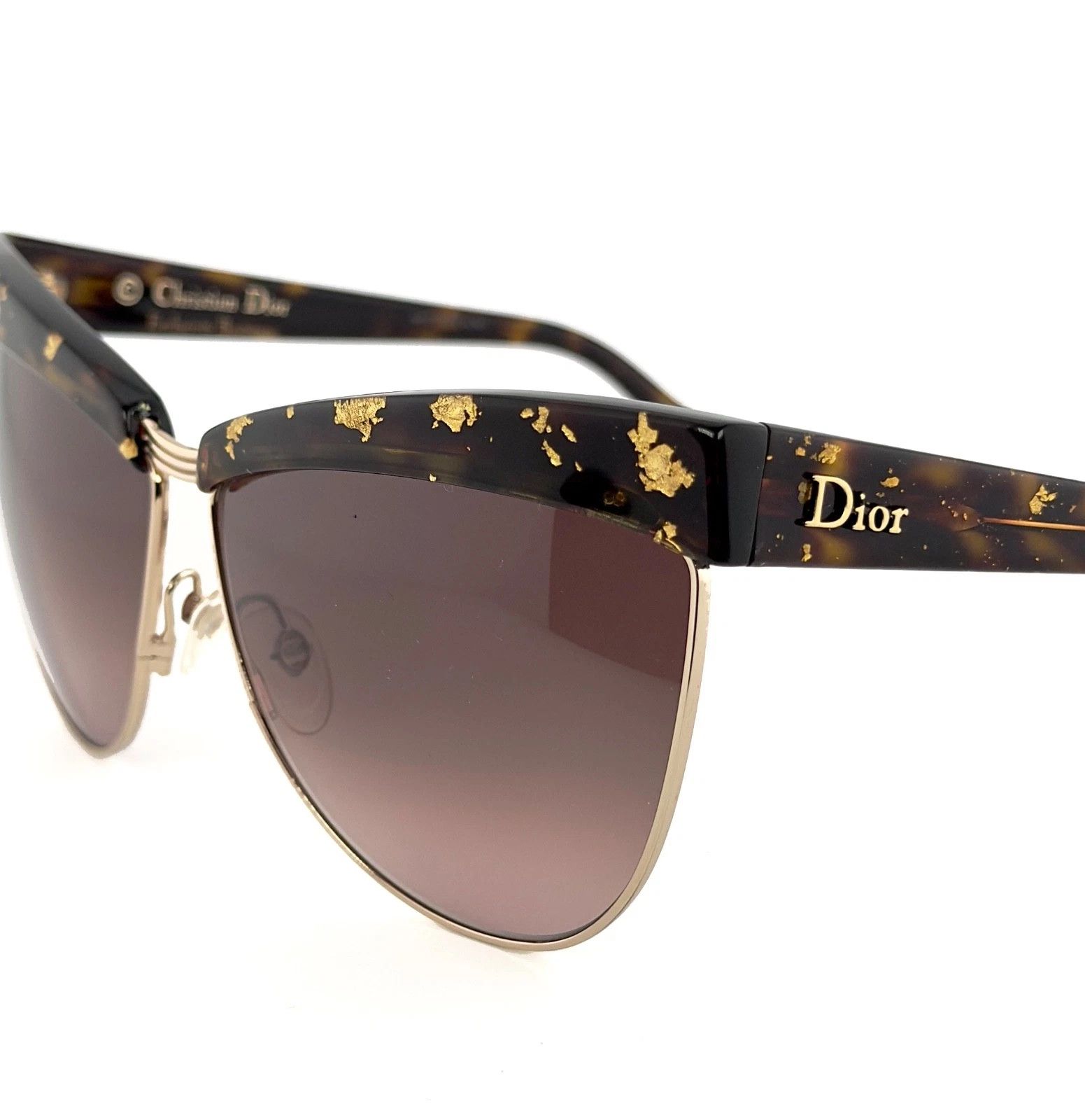 Christian Dior Monsieur CHRISTIAN DIOR METEORE Brown 24K Leaf Boutique Sunglasses Size ONE SIZE - 8 Thumbnail