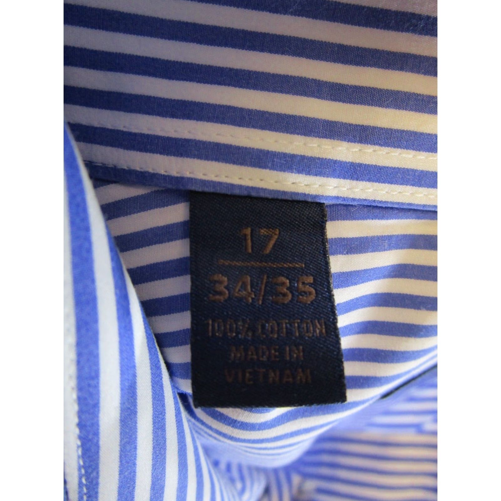 David Donahue VINTAGE David Donahue Dress Shirt Mens 17 White Striped Cotton Long Sleeve 17 White Mens Dress Shirt Size 46R - 7 Thumbnail