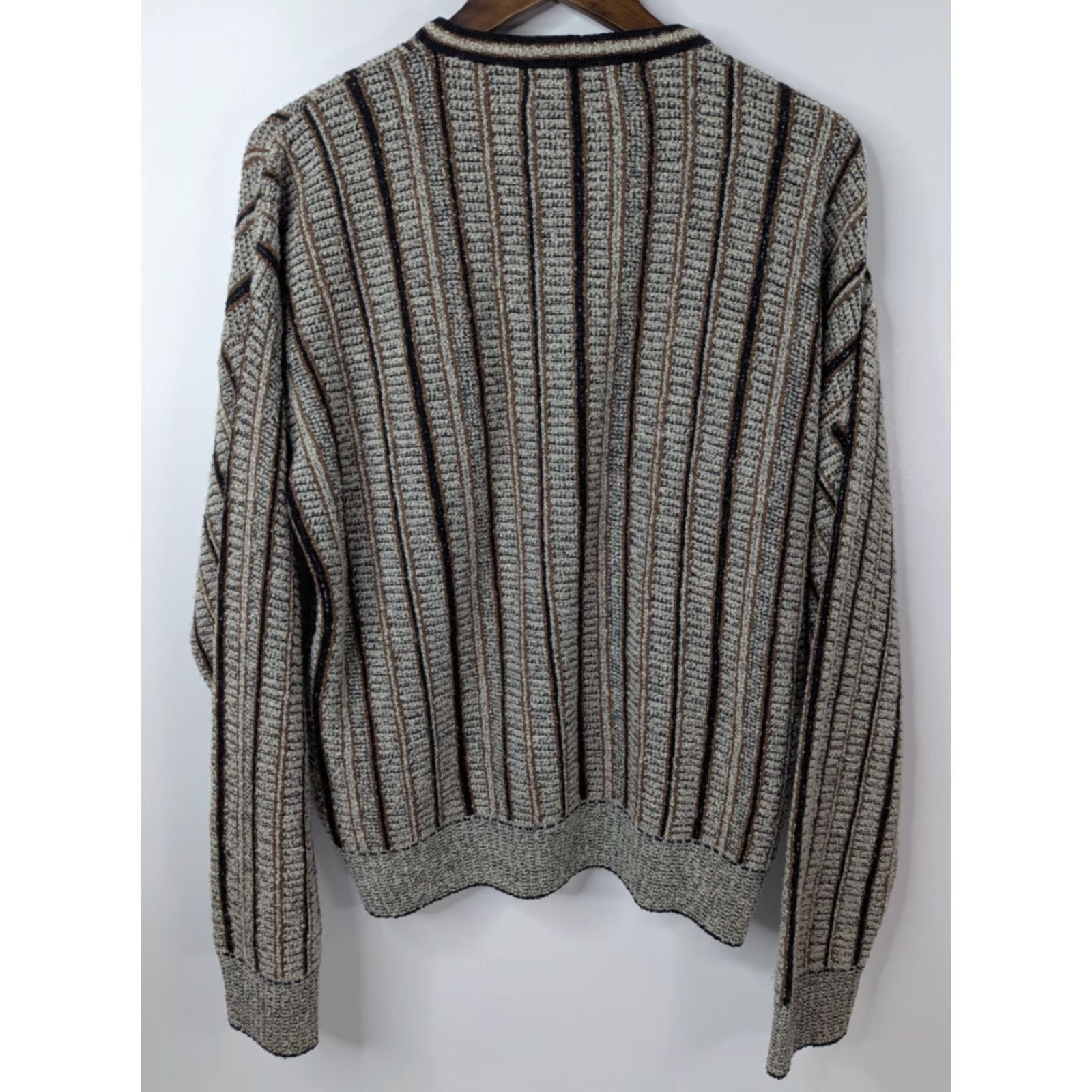 Vintage VINTAGE Brandini Sweater Henley Knit Pullover Striped Gray L Men 90s Size US L / EU 52-54 / 3 - 4 Thumbnail