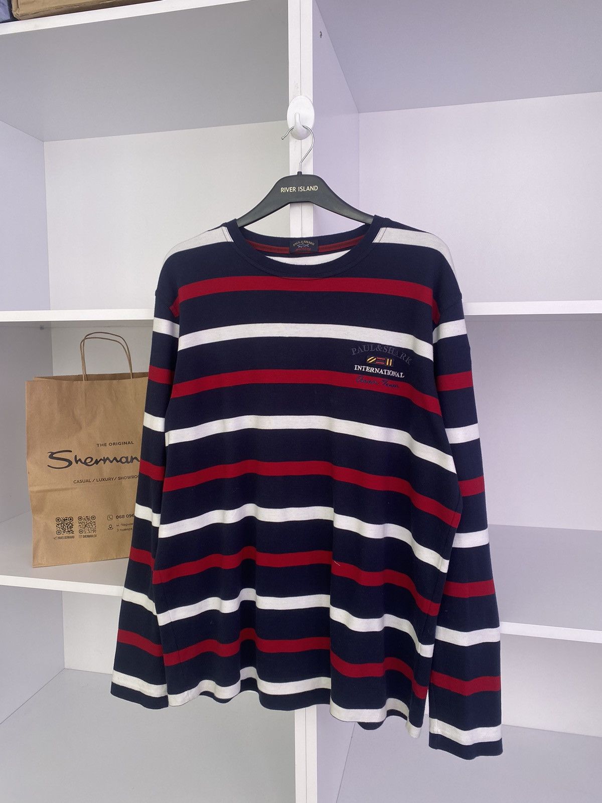 Paul & Shark × Vintage Vintage Paul Shark striped long sleeve shirt Size US XL / EU 56 / 4 - 4 Thumbnail