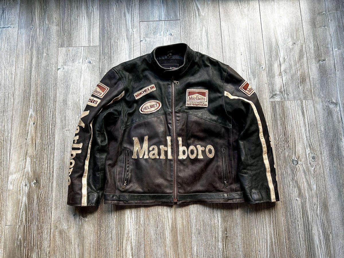 image of Genuine Leather x Marlboro Brown Leather Jacket 90S, Men's (Size XL)