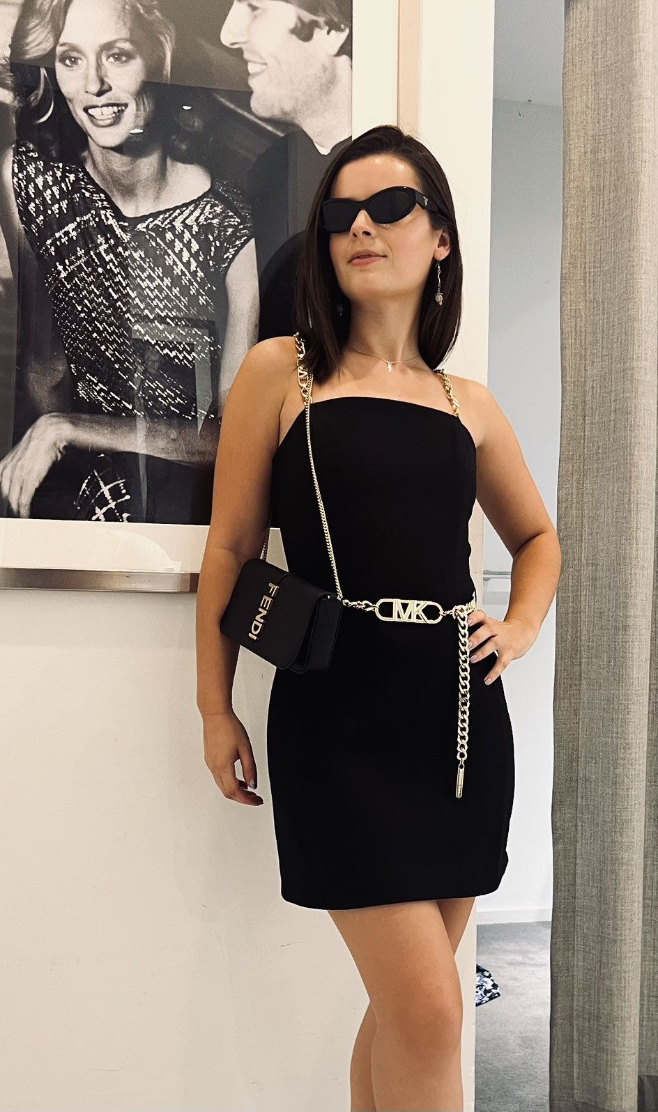 Michael Kors Michael Kors Black Mini Dress with Gold Chain Size XS / US 0-2 / IT 36-38 - 1 Thumbnail