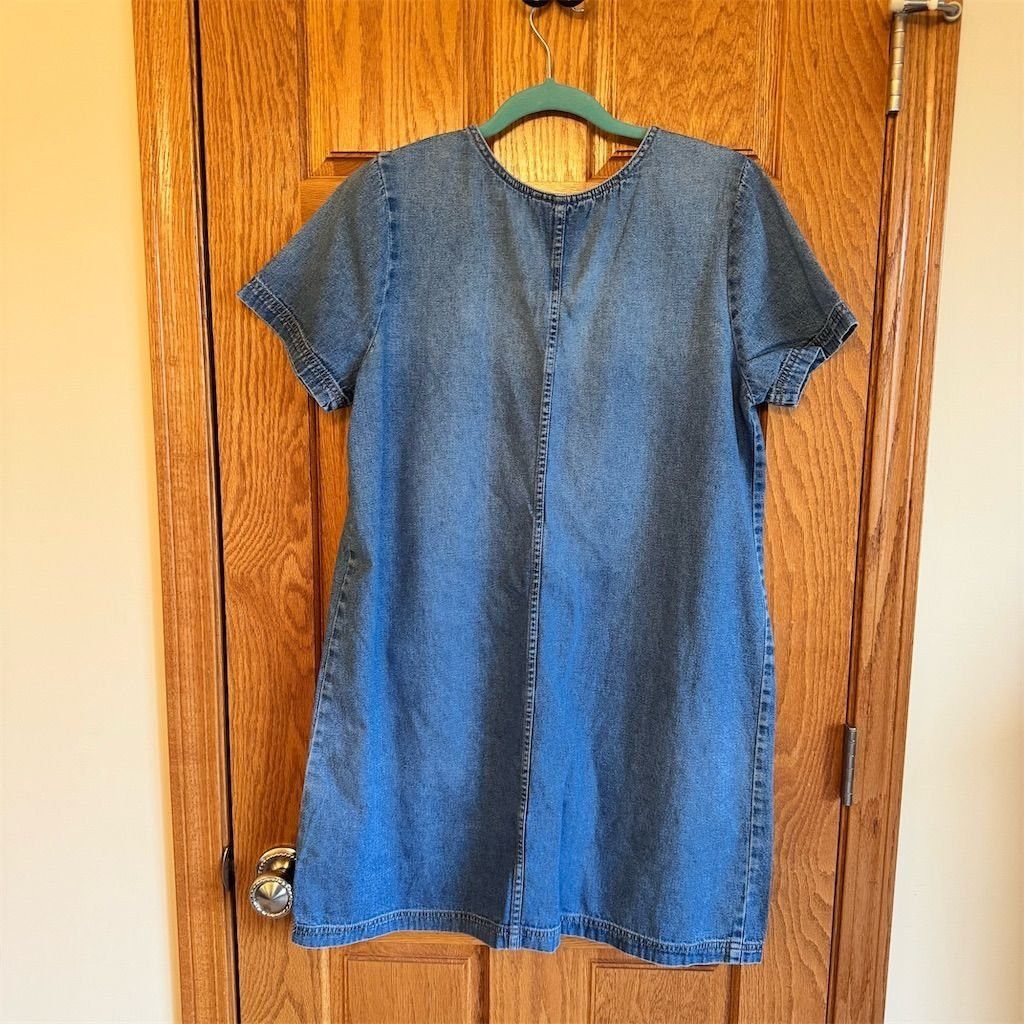 Other Vintage TY Wear Women's Blue Denim Knee Length Dress Size 1 Size XL / US 12-14 / IT 48-50 - 2 Thumbnail