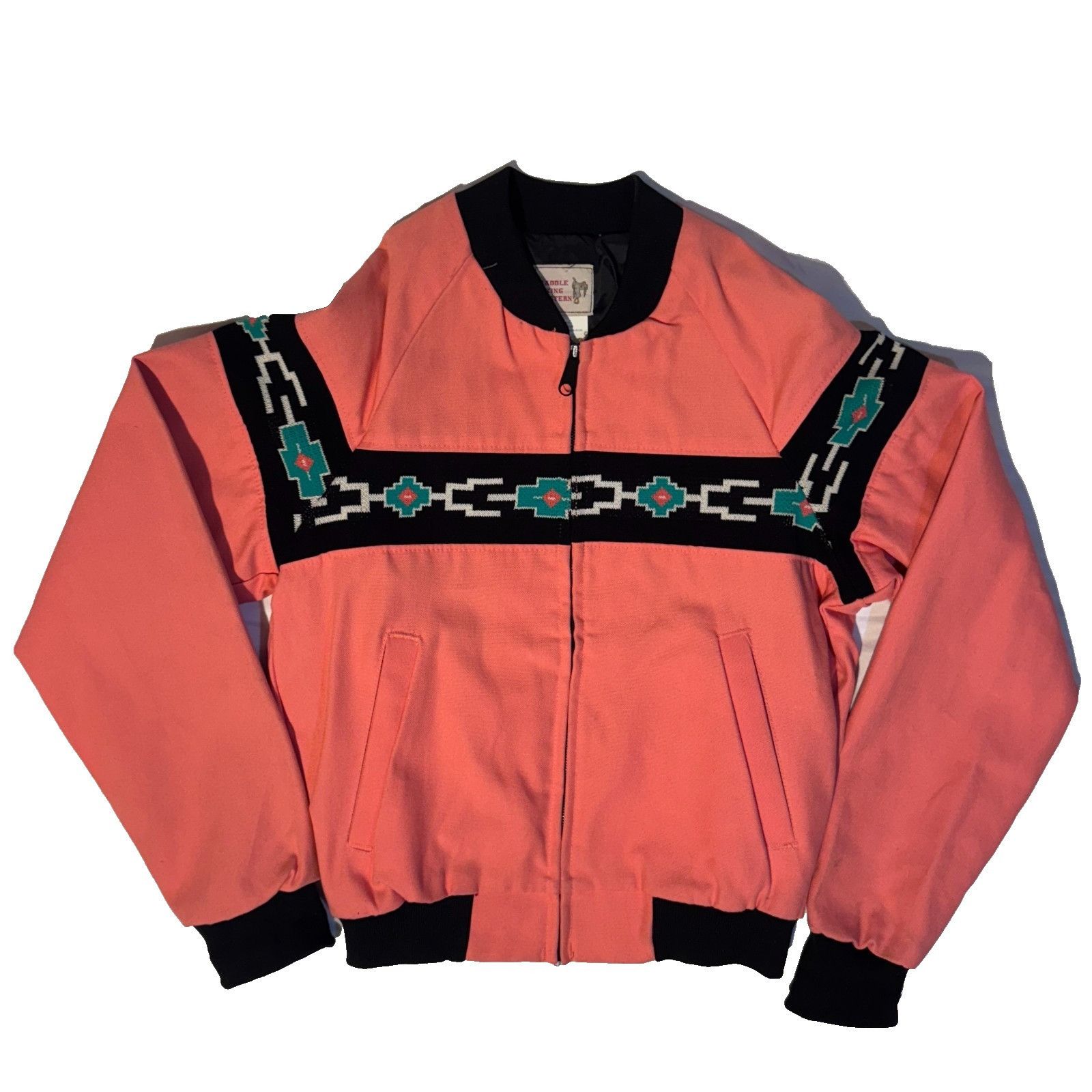 Vintage Saddle King Western Pink Aztec Canvas Chore Jacket S