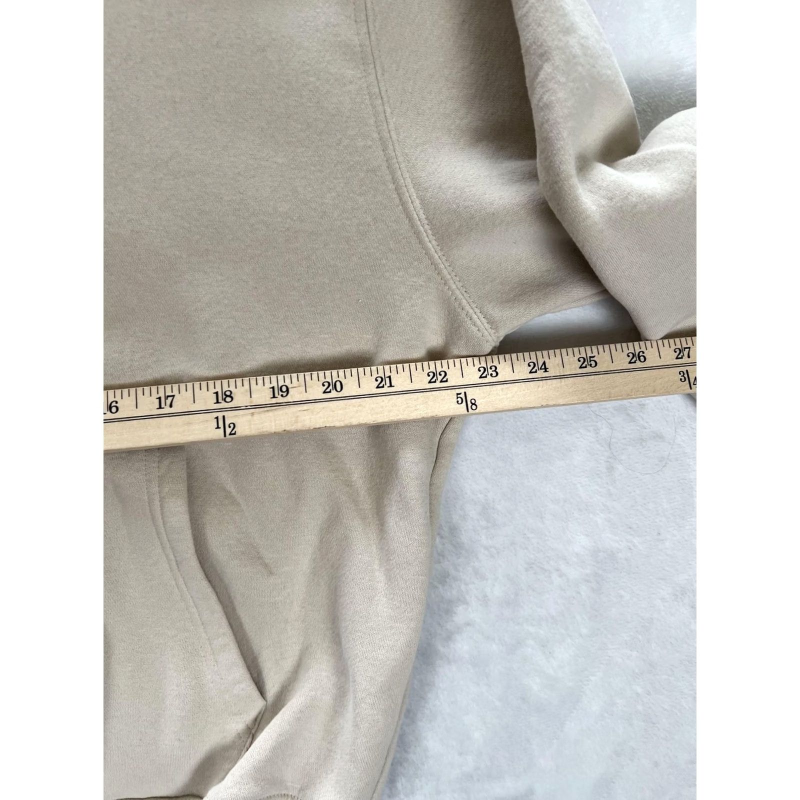 Vintage Poppi Hoodie Mens Large Beige Fleece Pullover Sweatshirt Graphic Print Hooded Lined Pockets Crew Neck Size US L / EU 52-54 / 3 - 4 Thumbnail