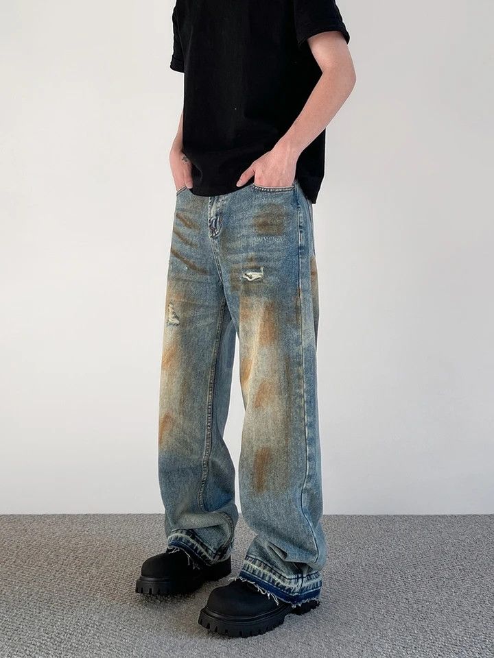 Dirty Hole Straight Wasted Soil Wash Jeans