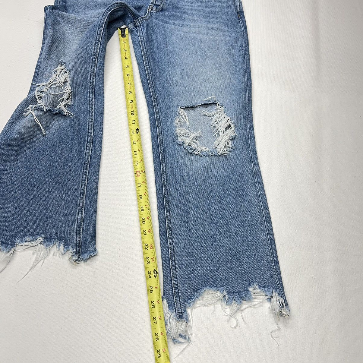 Free People We The Free Jeans Blue Straight Distressed Destroyed Ripped Size 29" - 20 Thumbnail