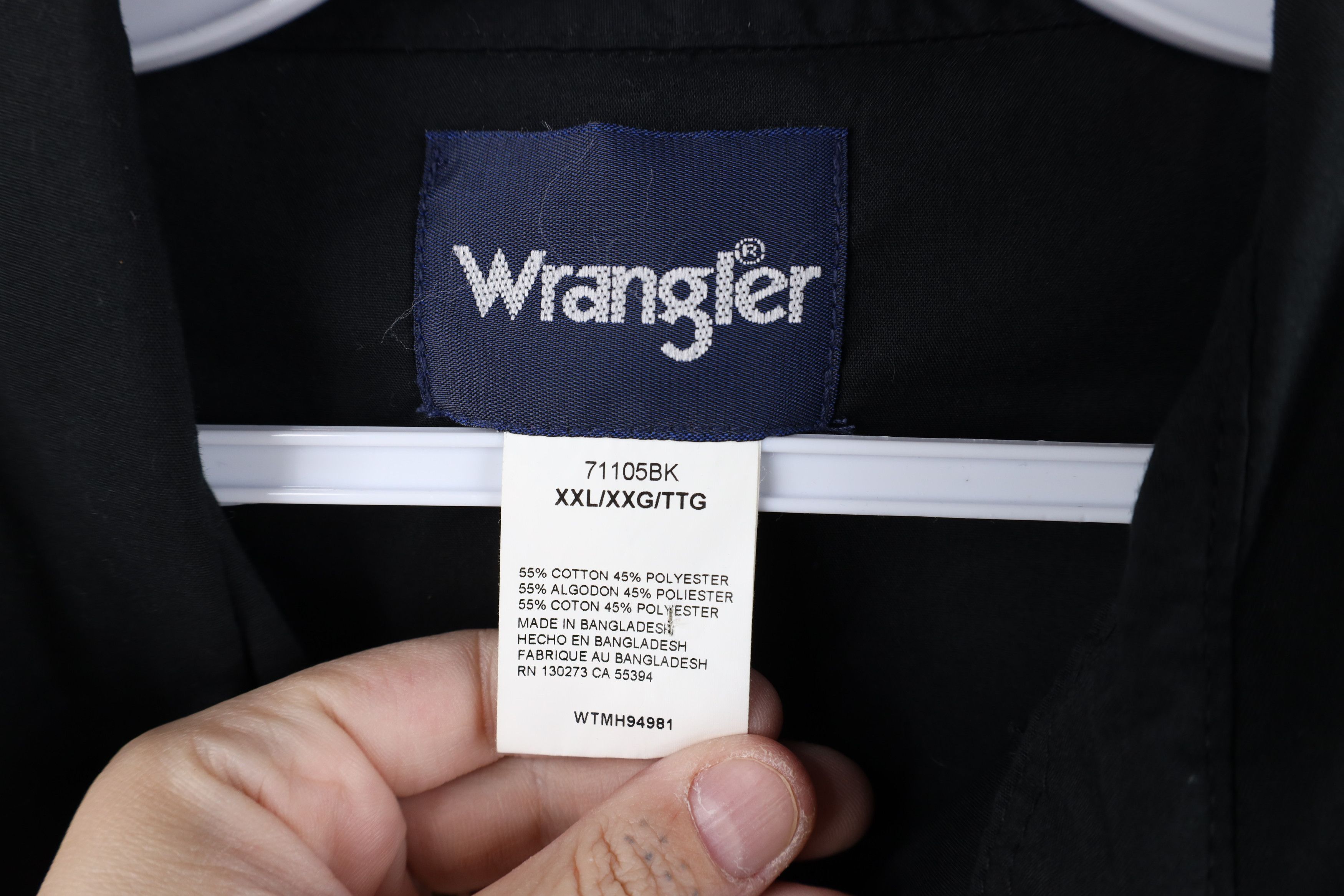 Wrangler Vintage 90s Wrangler Cowboy Snap Button Collared Shirt Black Size US XXL / EU 58 / 5 - 10 Thumbnail
