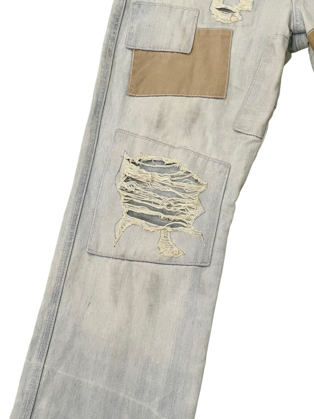 Japanese Brand Patchwork Jeans The Exibitionist Distress Regular 6🟦9 Size US 31 - 4 Thumbnail