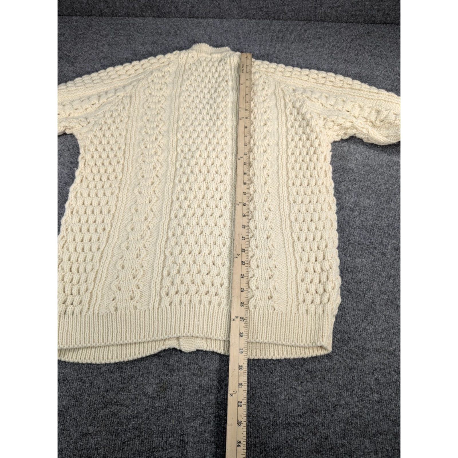 Vintage VTG 1960s Cable Knit Cardigan Fisherman A.S. Cooper Ireland Wool Size M Beige Size M / US 6-8 / IT 42-44 - 7 Thumbnail
