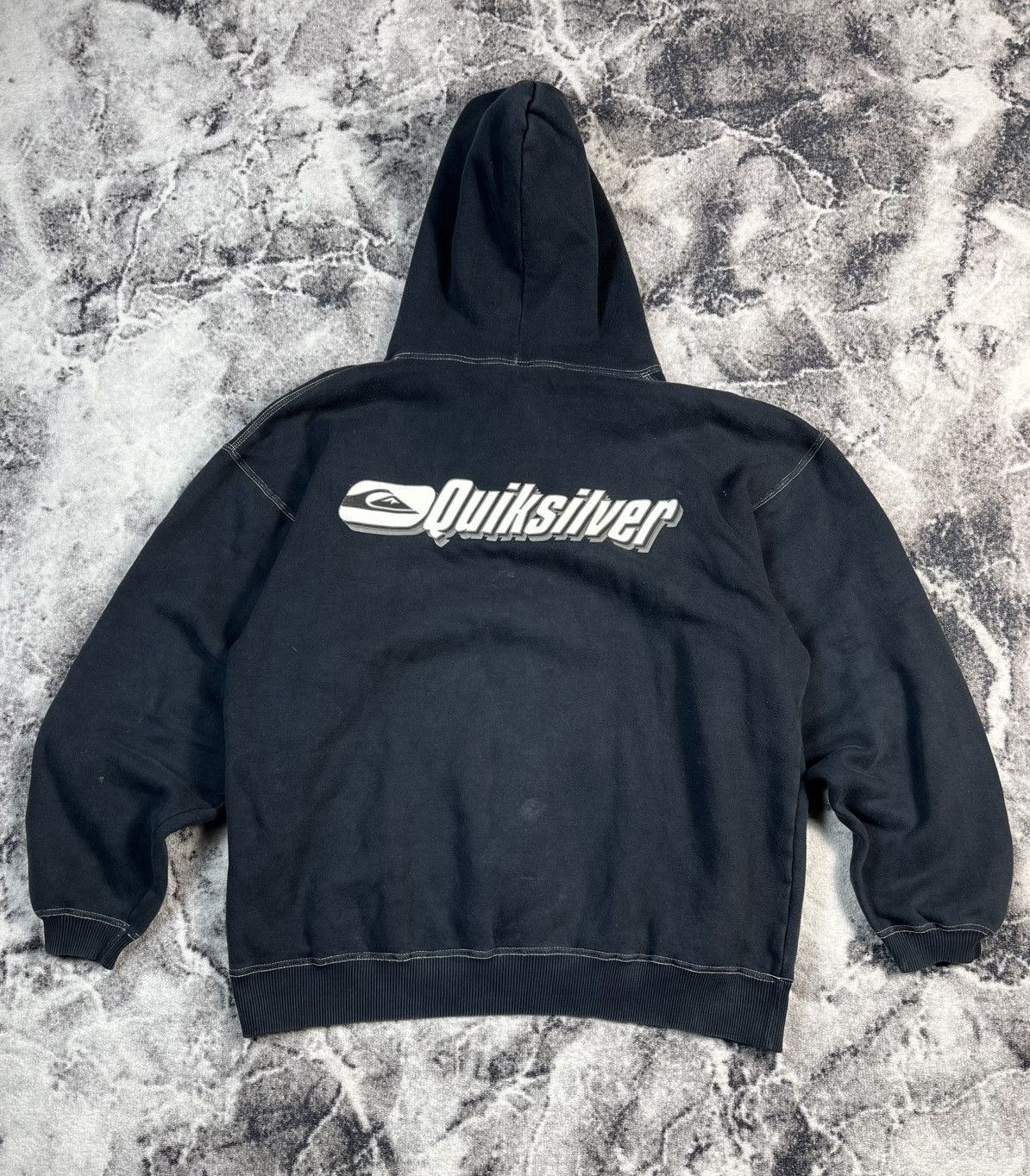 Quiksilver Big Logo Hoodie Black Mens L XL Surf Skate