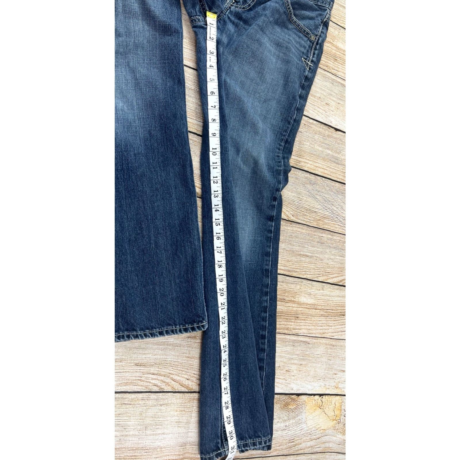 Denime ReClaim Jeans Bootcut Denim Blue 28x31 Mens Regular Modern Fit Badged ReClaim Distressed Good condition Size US 28 / EU 44 - 3 Thumbnail