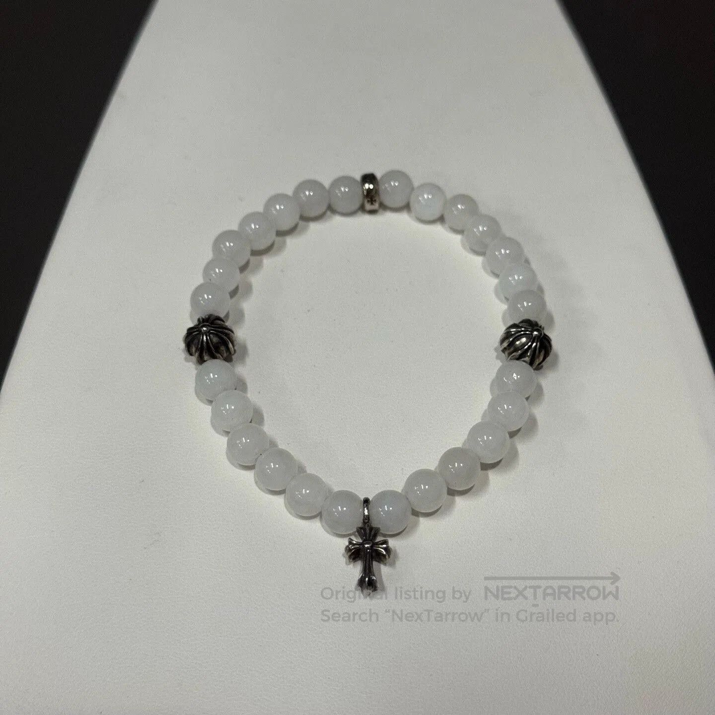 Chrome Hearts Chrome Hearts White Agate Silver Cross Bracelet. Size ONE SIZE - 2 Thumbnail