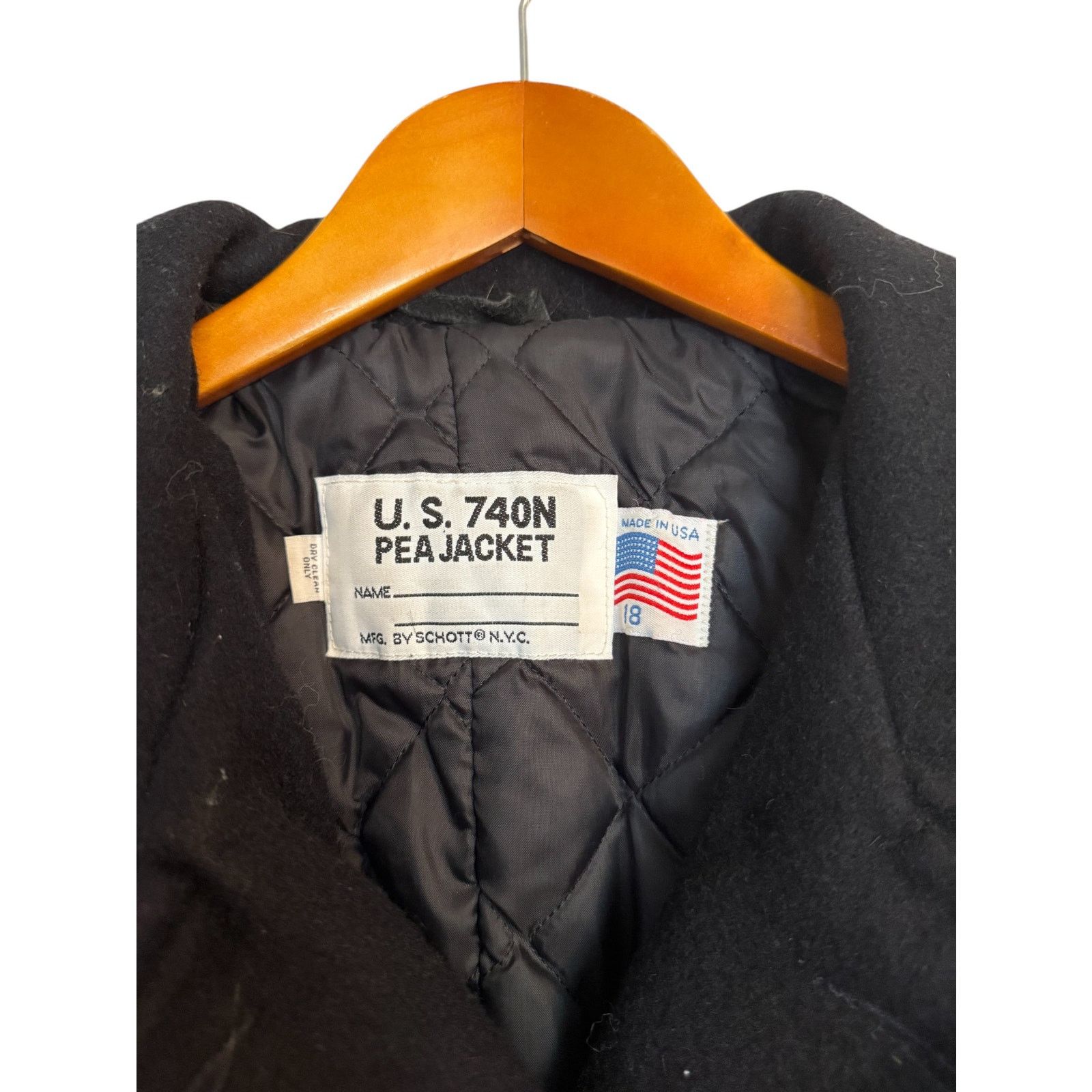 Schott Vintage Schott US 740N Pea Jacket Men 18 Black Wool Navy Size US L / EU 52-54 / 3 - 4 Thumbnail