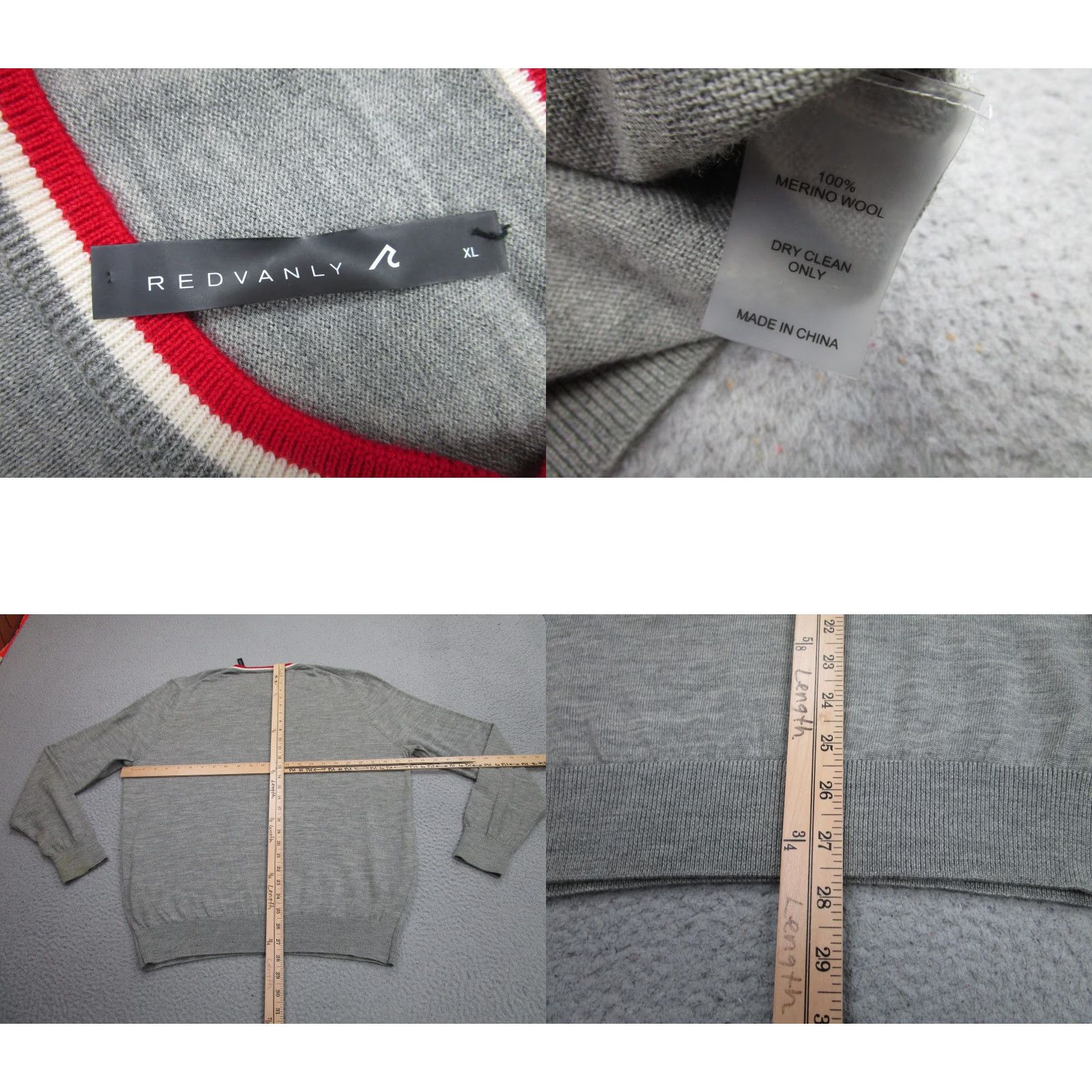 Vintage VINTAGE not applicable, so start with Main Selling Point OR Brand: REDVANLY Sweater Mens XL Gray 100% Merino Wool Crewneck Lightweight Pullover Size US XL / EU 56 / 4 - 8 Thumbnail