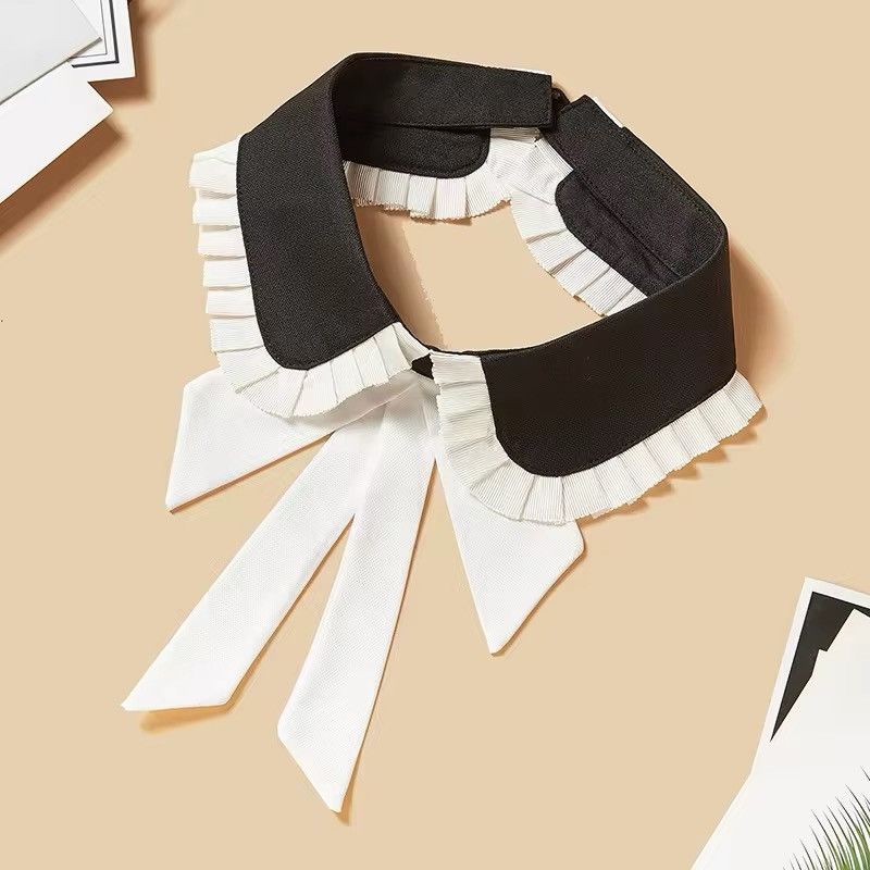 Japanese Brand × Leather Black and White Pleated Edge Bow Size ONE SIZE - 1 Thumbnail