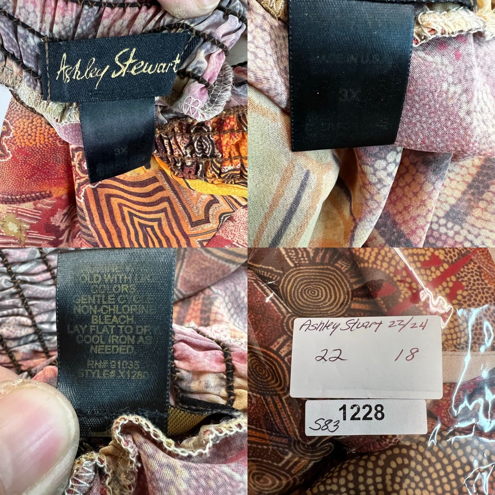 Vintage VINTAGE Ashley Stewart Womens Top Shirt? Tube Top? Floral Print Brown Size 22/24 Purple 1990s Casual Mens? Ladies? Wait. Size 3XL / US 20-22 - 8 Thumbnail