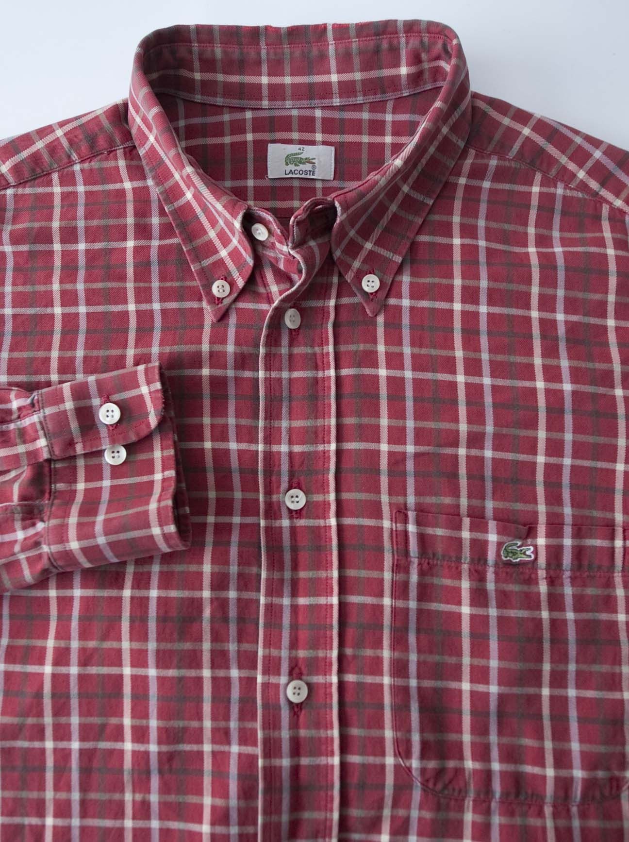 Lacoste Lacoste Shirt Size 42 Red Plaid Flannel Size 42R - 1 Thumbnail