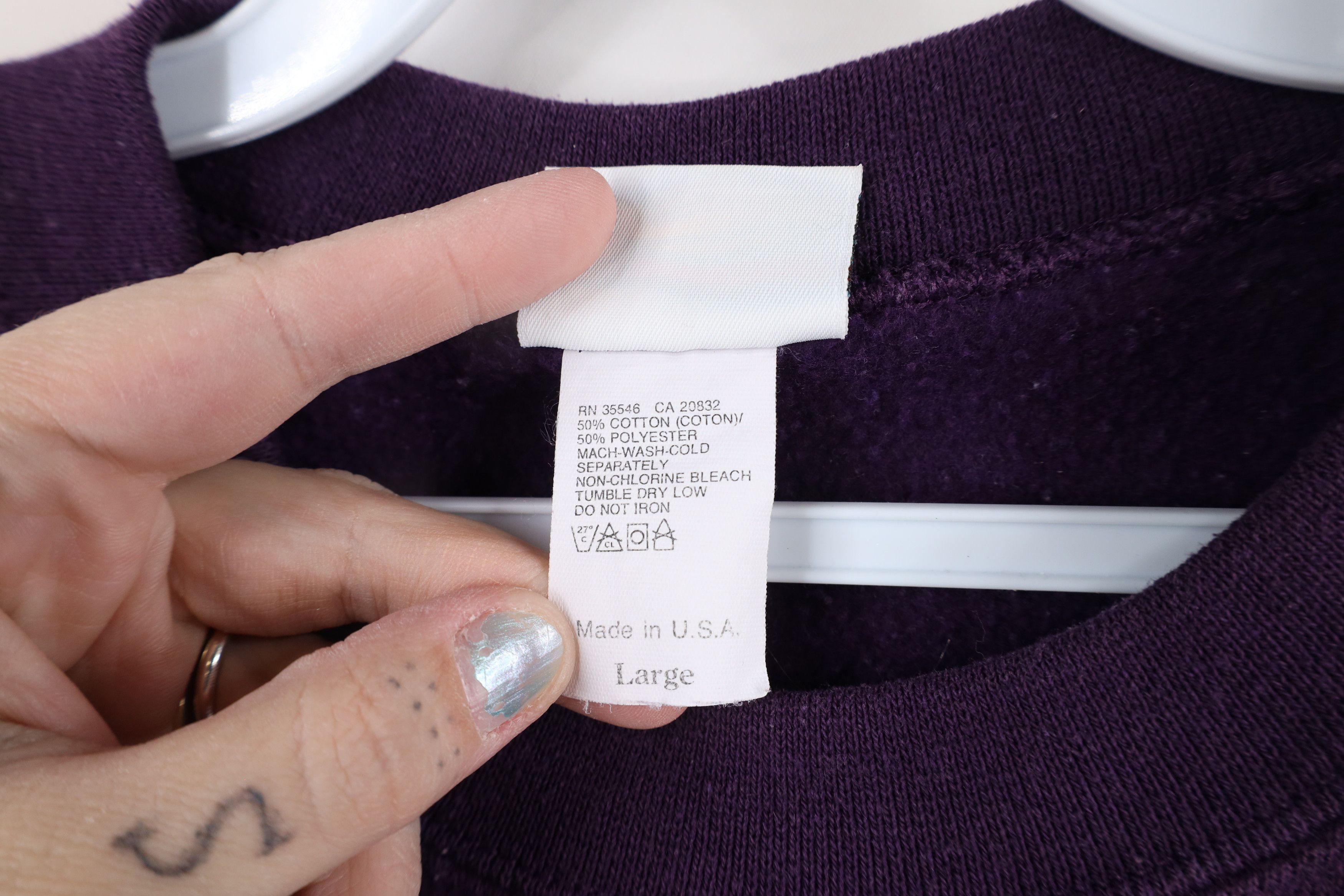 Vintage Vintage 90s Streetwear Blank Sweatshirt Purple USA Size L / US 10 / IT 46 - 8 Thumbnail