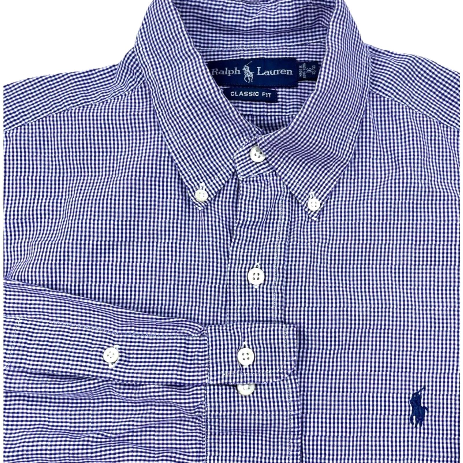 Ralph Lauren Ralph Lauren Shirt Men 16 32 Purple Button-Up Classic Fit Mini Check Dress A64 Size 42R - 2 Thumbnail