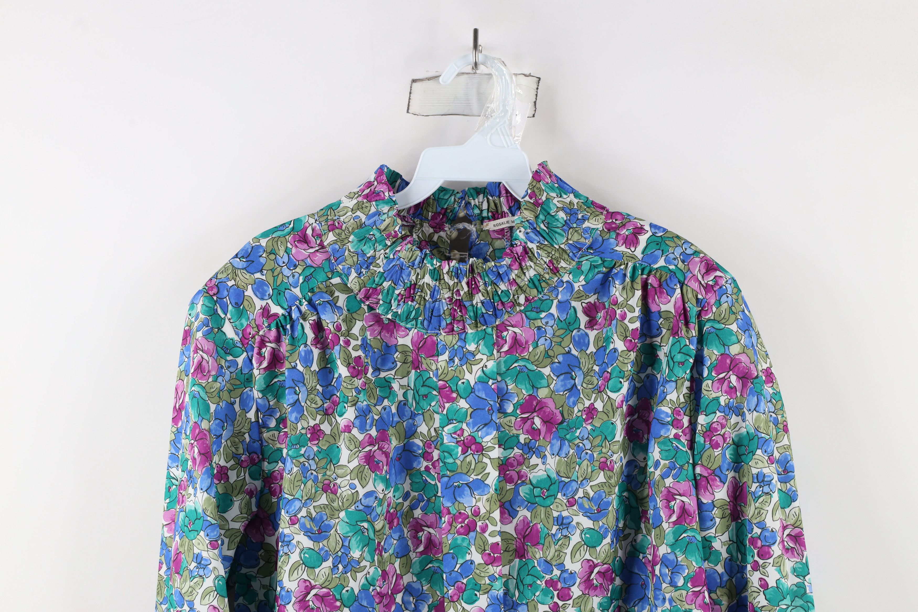 Vintage Vintage 90s Streetwear Frill Collar Flower Blouse Top USA Size XXL / US 16-18 / IT 52-54 - 2 Thumbnail