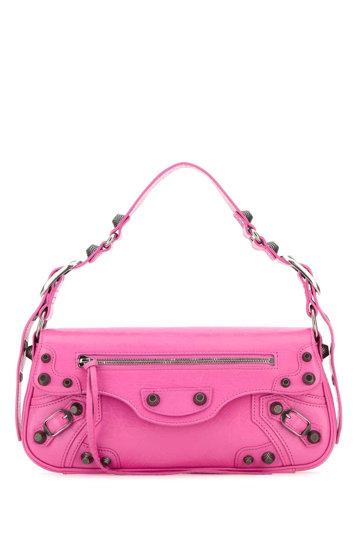 Fuchsia Leather Small Le Cagole Sling Shoulder Bag