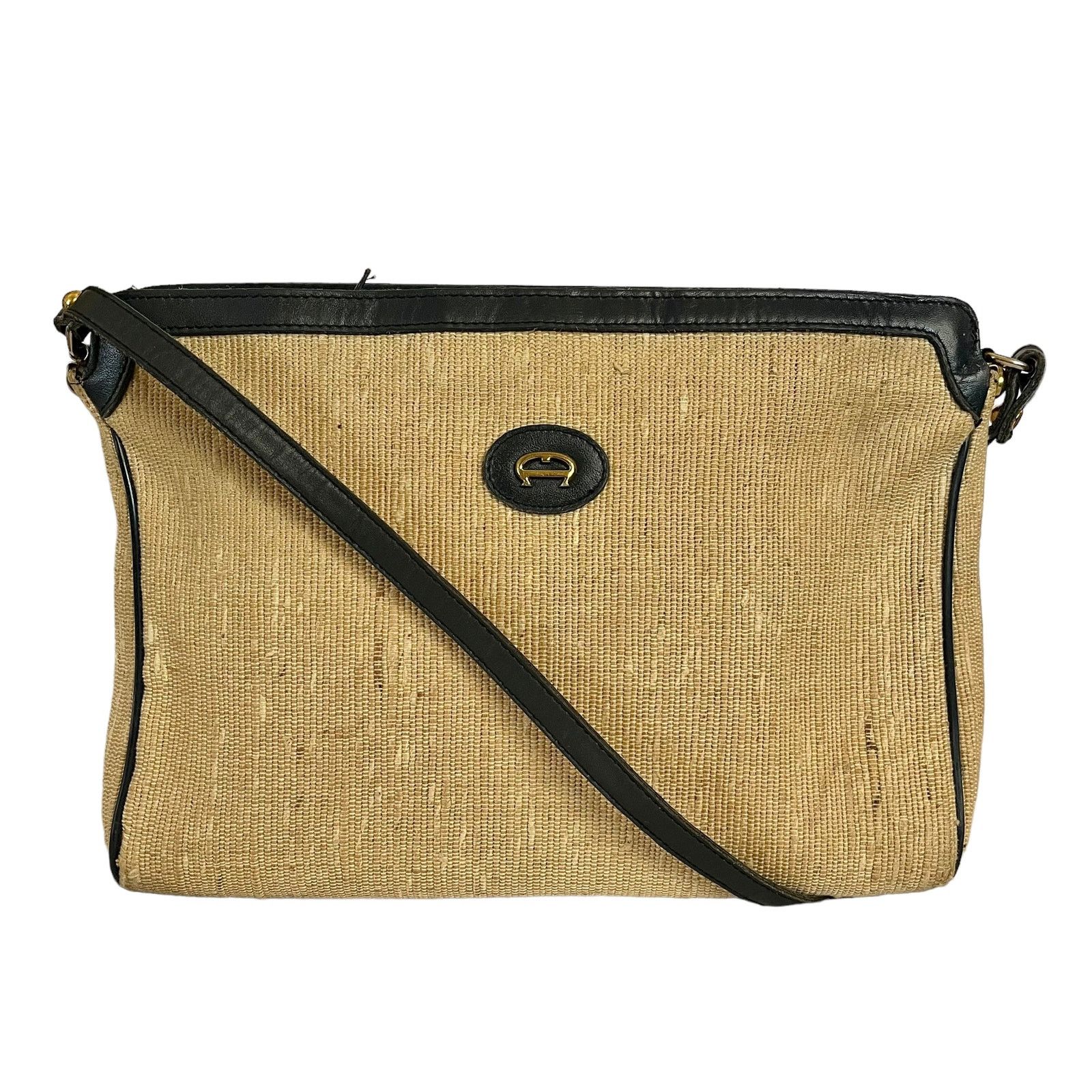 Etienne Aigner × Vintage Etienne Aigner Woven Straw Navy Blue Leather Shoulder Bag Size ONE SIZE - 1 Thumbnail