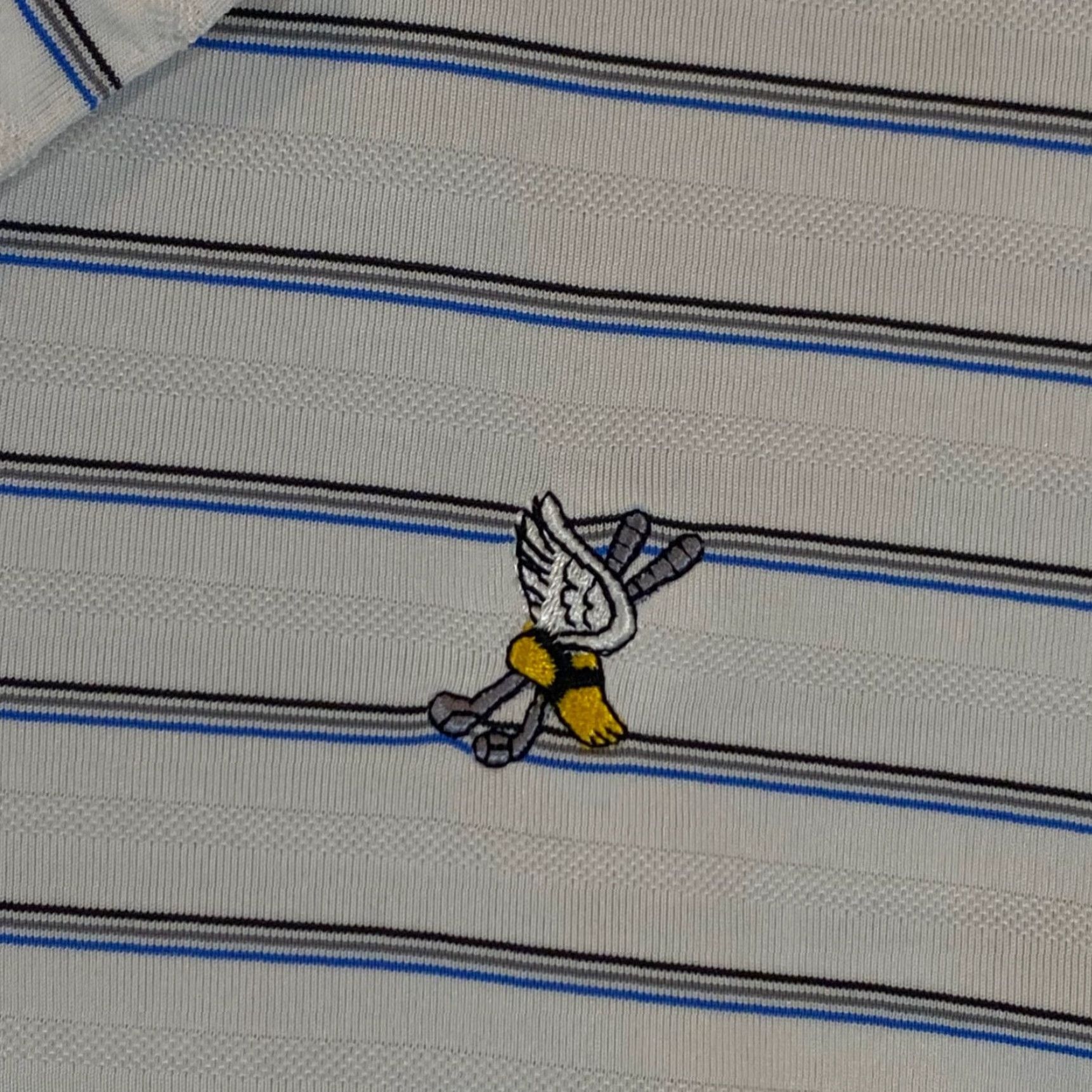 Adidas WINGED FOOT Polo Shirt Mens L White Blue Adidas Striped Performance Sport Golf Logo Shirt Size US L / EU 52-54 / 3 - 3 Thumbnail