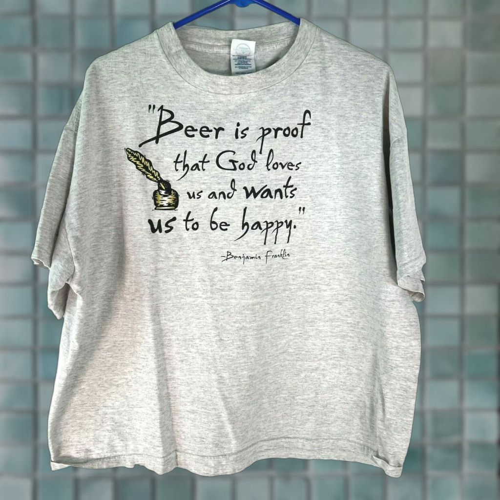 Delta VINTAGE Delta T Gray Adult XL Beer Is Proof That God Loves Us And Wants Us To Be Happy Size US XL / EU 56 / 4 - 1 Thumbnail