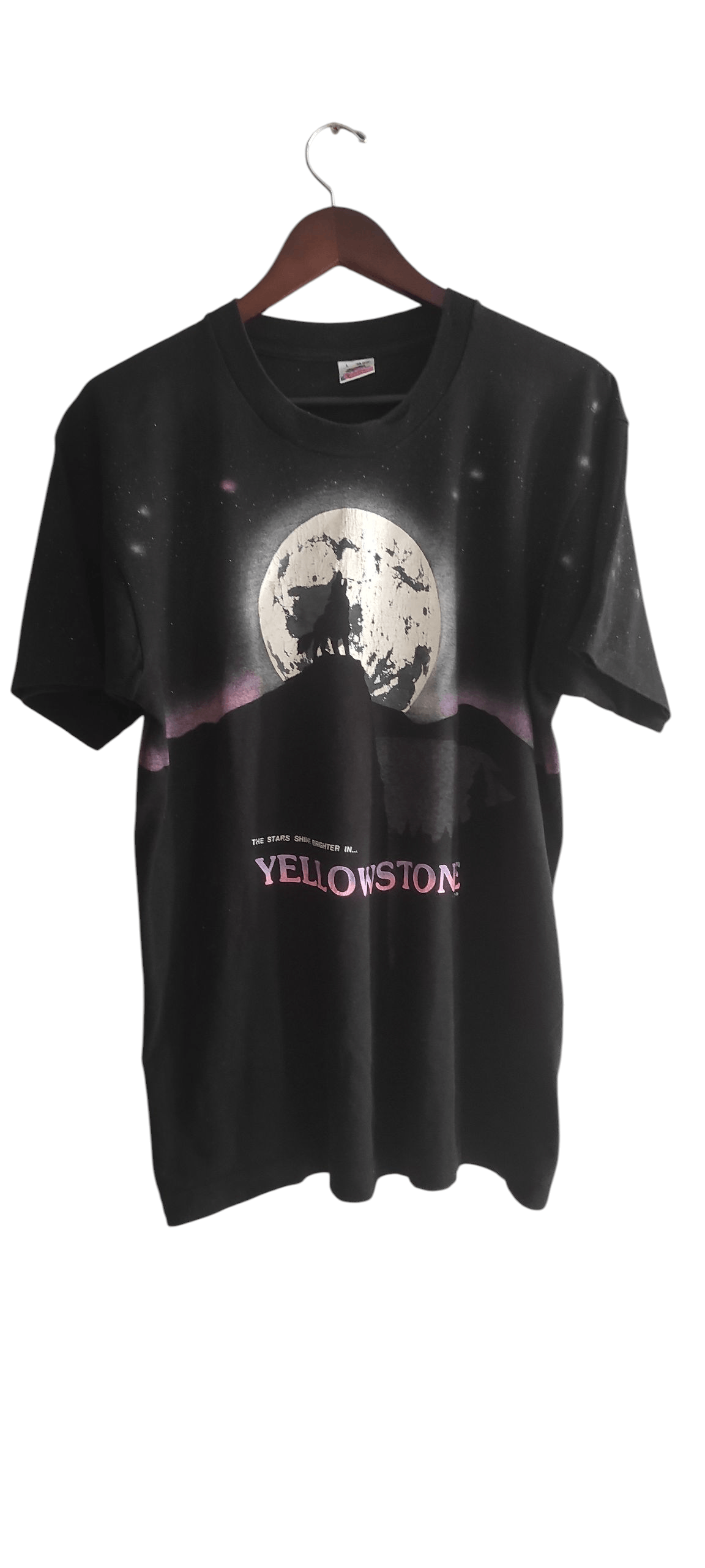 Fruit Of The Loom VTG 90s Yellowstone Wolf AOP Shirt Made In USA Size US L / EU 52-54 / 3 - 2 Thumbnail
