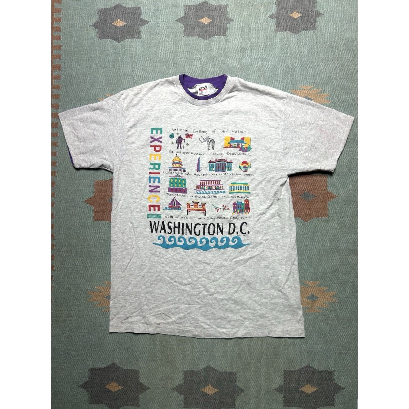 Anvil VINTAGE Anvil T-Shirt Washington DC Art Museum Capitol Tourist Cotton XL Gray Mens Size US XL / EU 56 / 4 - 2 Thumbnail