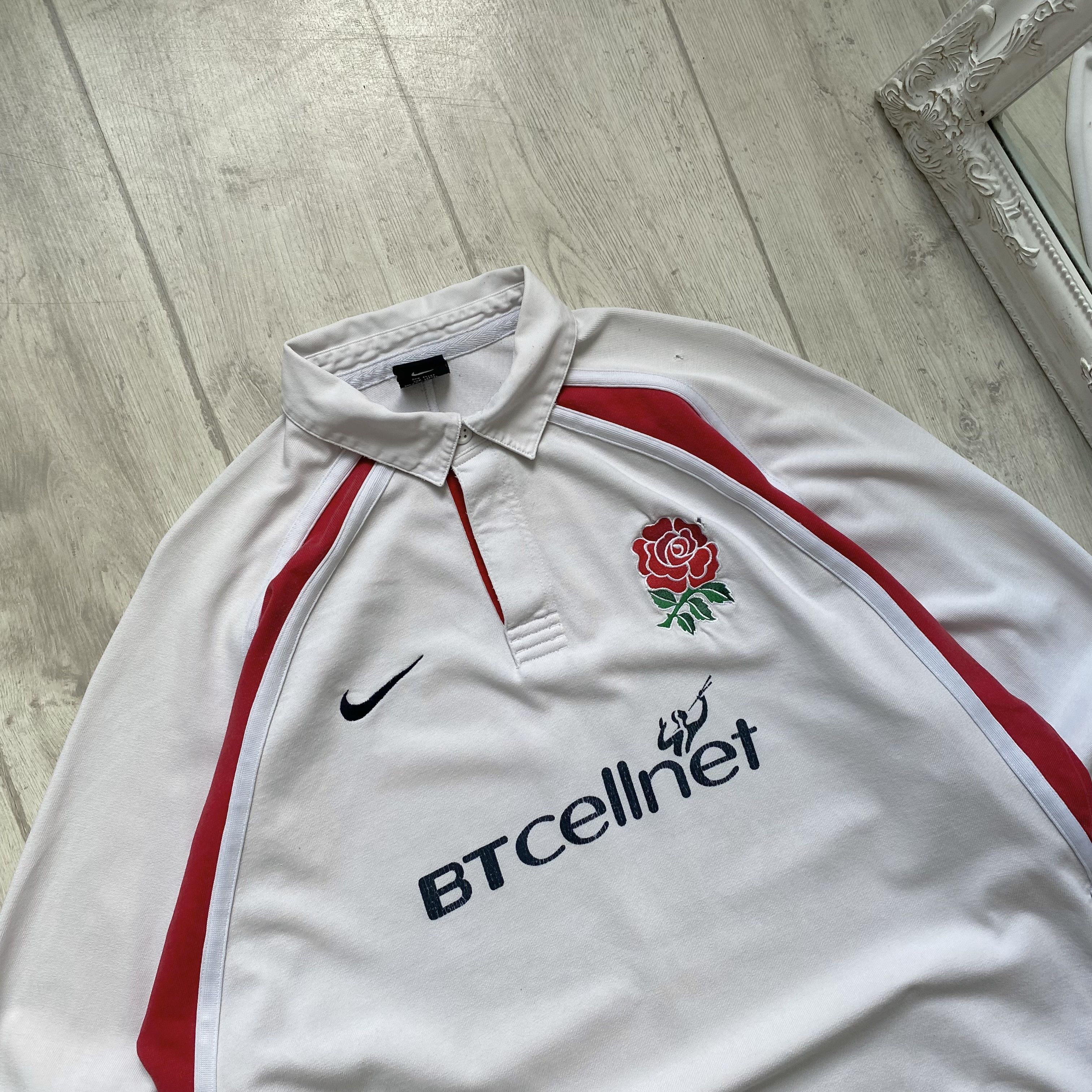 Nike 🏈 Vintage 90 Nike England Rugby Jersey Shirt distressed Size US XL / EU 56 / 4 - 2 Thumbnail