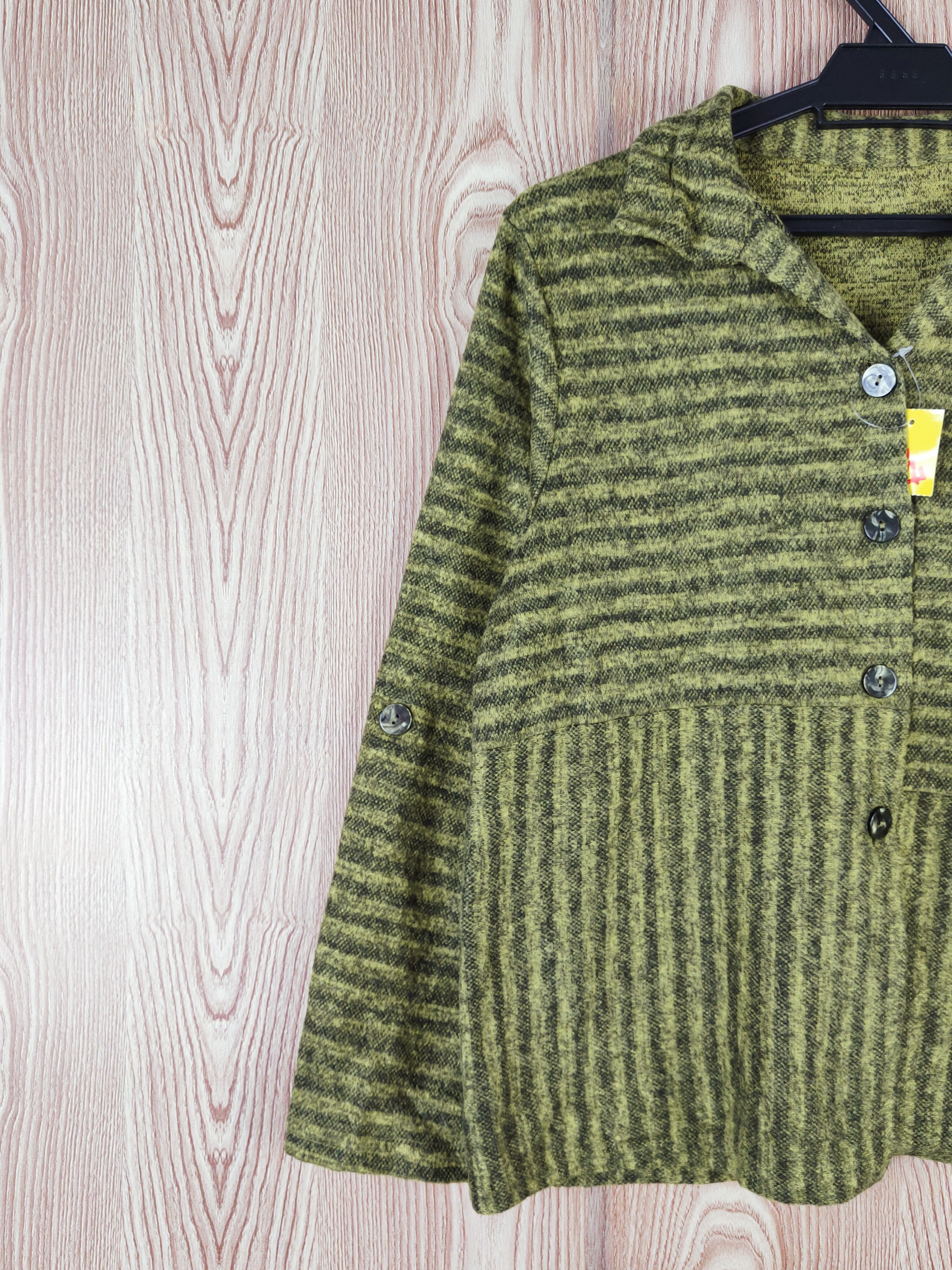 Homespun Knitwear × Japanese Brand × Vintage Viante Green Knitwear Button Up Shirts #W557 Size M / US 6-8 / IT 42-44 - 3 Thumbnail