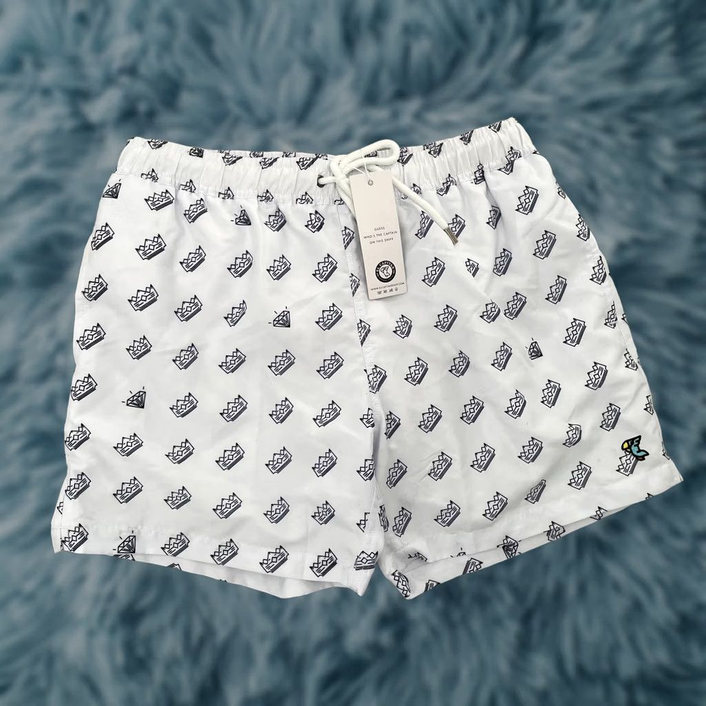 Vintage El Capitan Shorts Adult Medium White Swimwear Board Crown Print Lined Mens Size US 31 - 1 Thumbnail