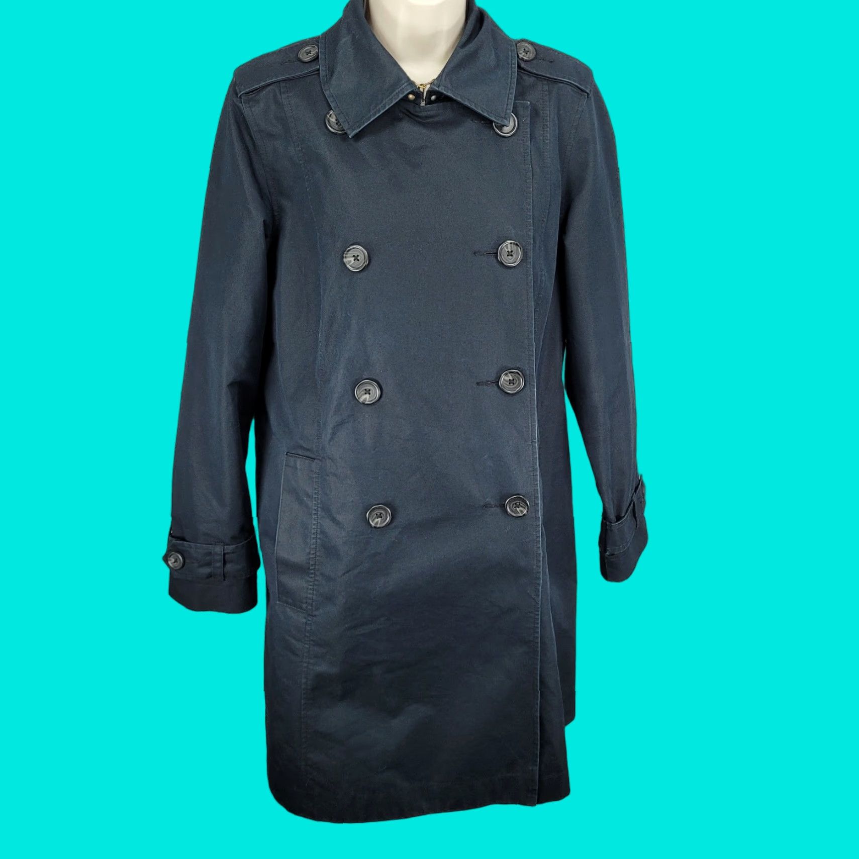 Vintage L.L. Bean Trench Coat Women Small S Navy Cotton Blend Lined Pockets Buttoned Lightweight Classic Outdoor Size S / US 4 / IT 40 - 1 Thumbnail