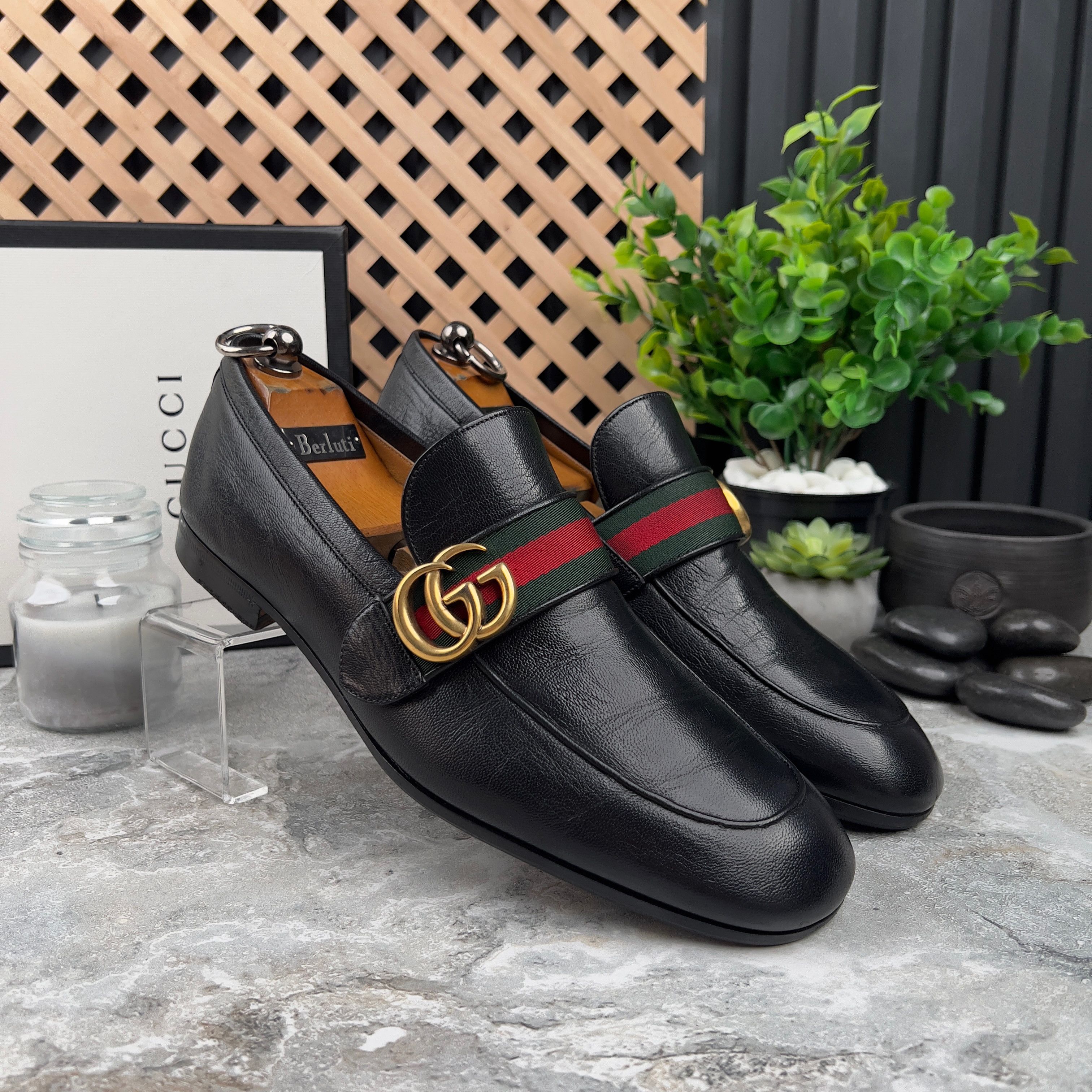 Gucci Donnie Web Double GG Loafers Heels Black Leather Size US 8 / EU 41 - 1 Thumbnail