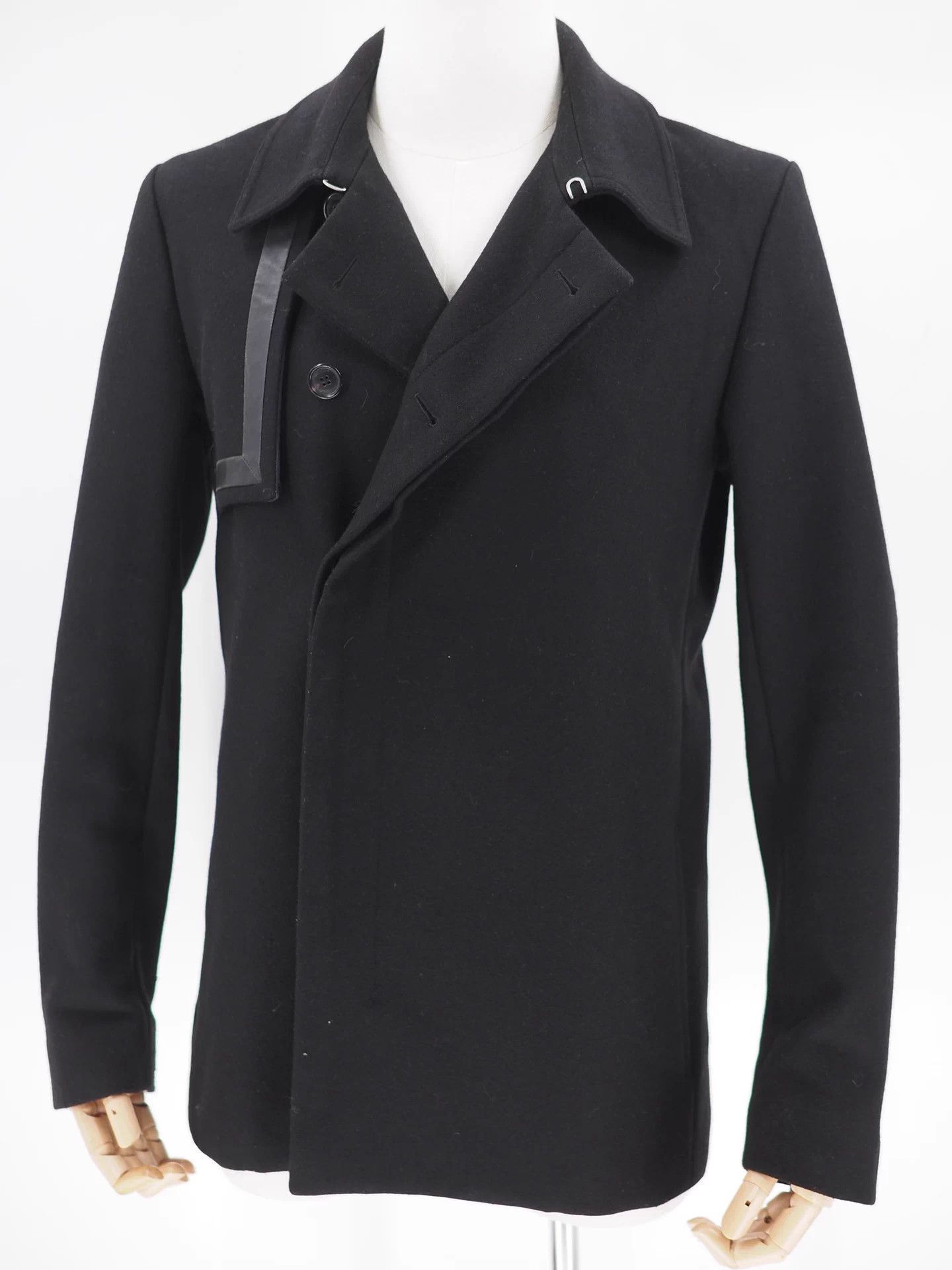 Dior DIOR Black Wool Blend Leather Trimmed Coat IT46 Size US S / EU 44-46 / 1 - 1 Thumbnail